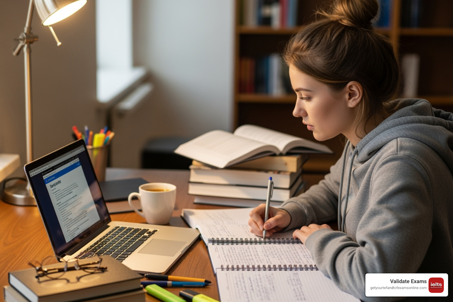 student studying with various resources - Buying IELTS Certificates The Risks and Realities