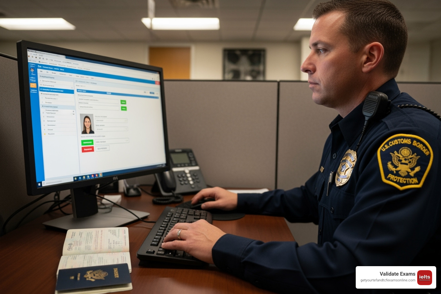 immigration officer verifying a document online - Buying IELTS Certificates The Risks and Realities