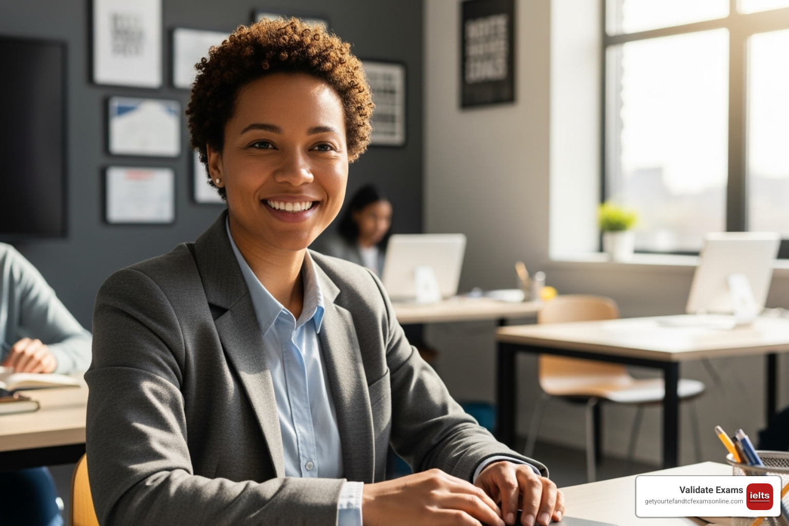 person successfully starting a new job or class abroad - legit IELTS certificate