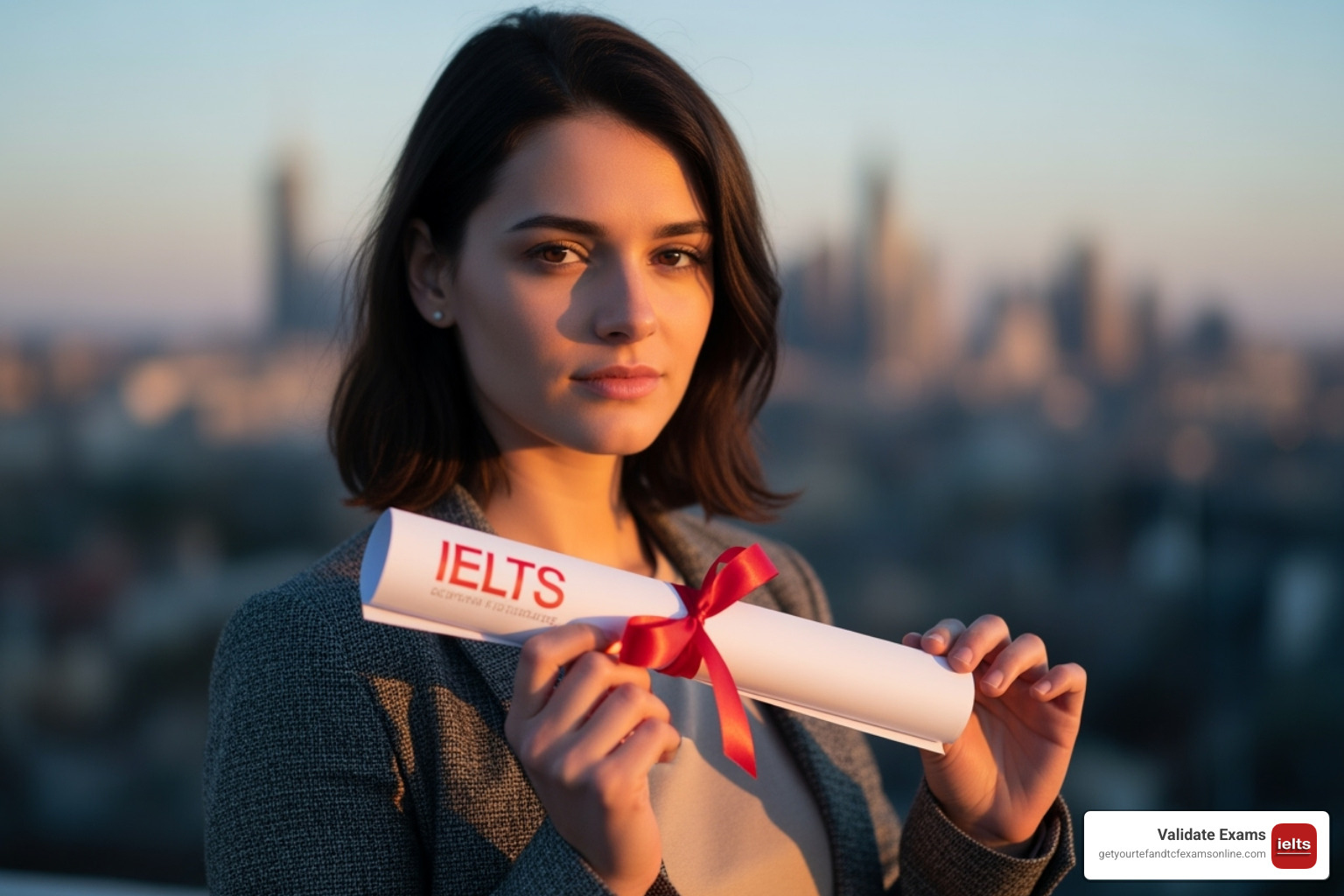 Official IELTS Test Report Form showing verification code