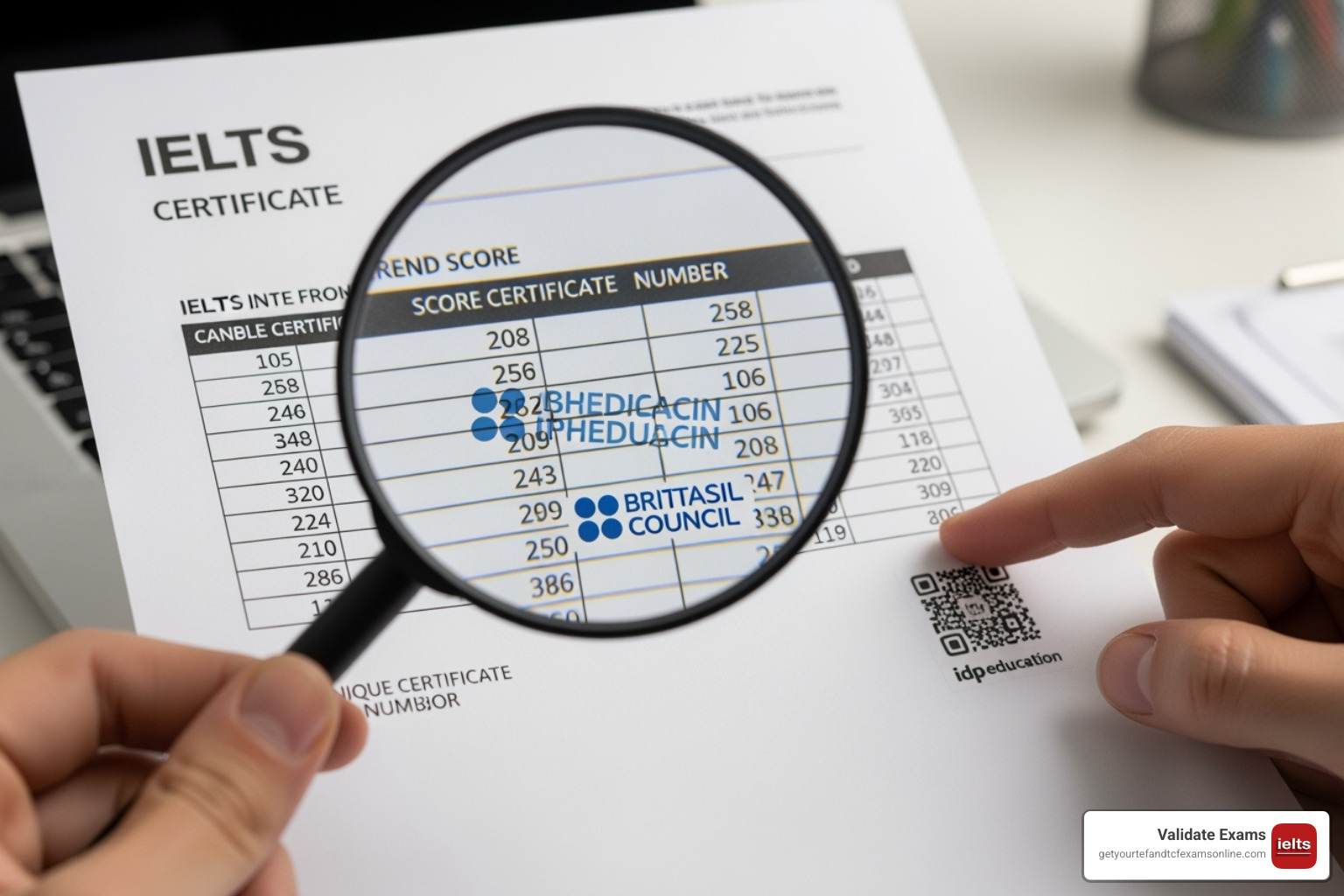 sample verified result screen showing scores and a photo - IELTS certificate verification