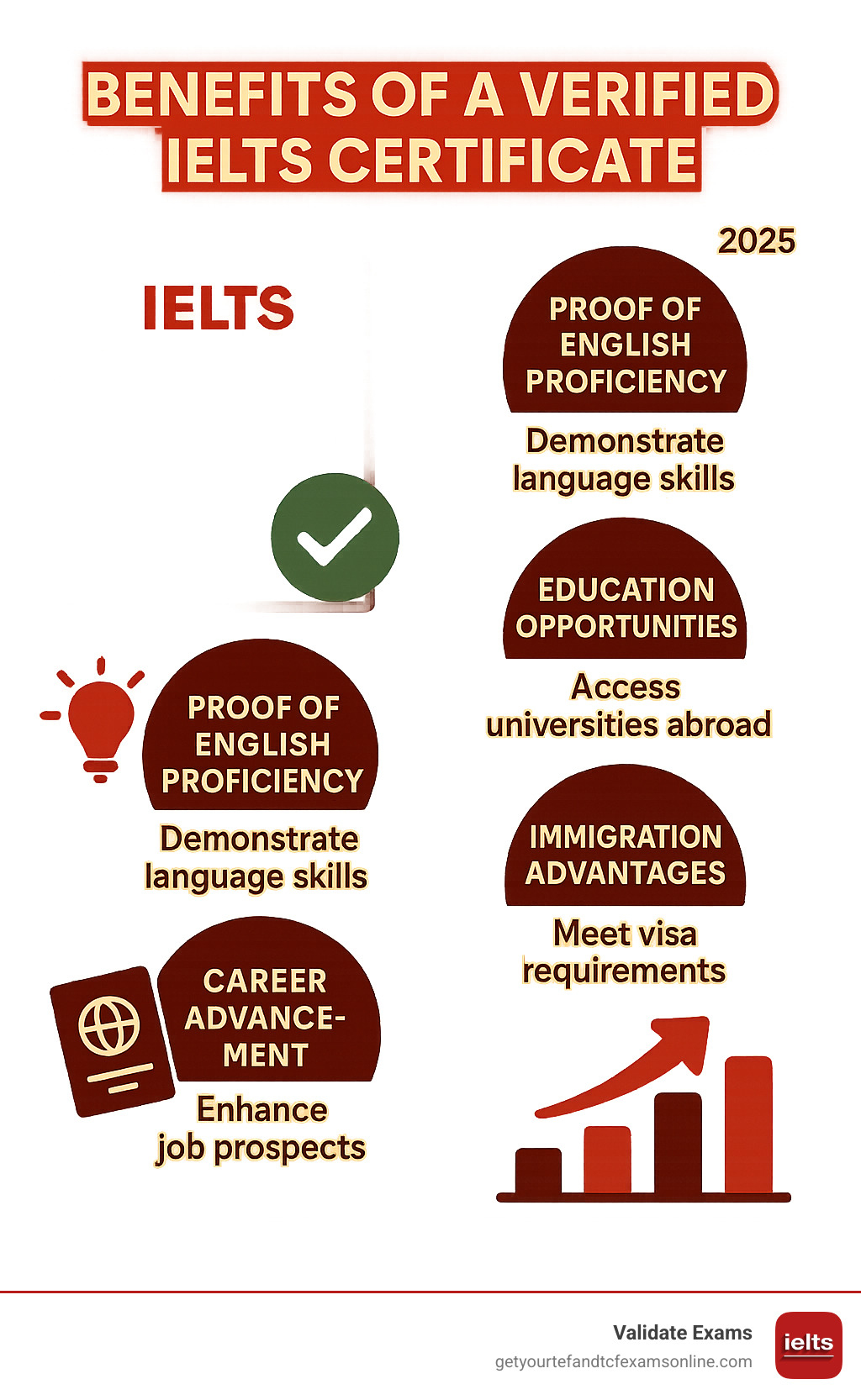 Benefits of a Verified IELTS Certificate - buy IELTS certificate infographic 