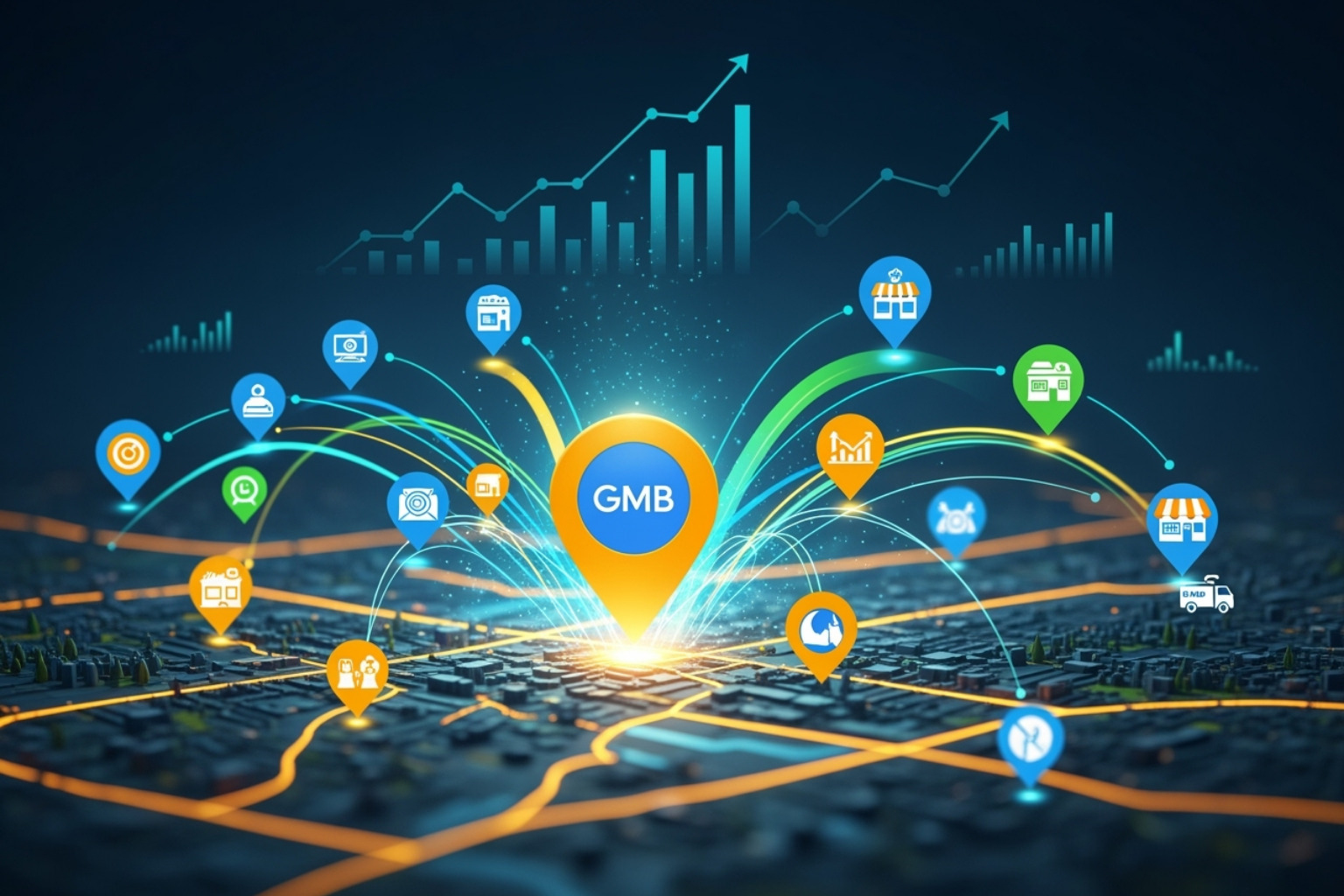 A fully optimized Google Business Profile displayed on a smartphone screen, showing business name, rating, hours, address, photos, and call-to-action buttons - GMB optimization services