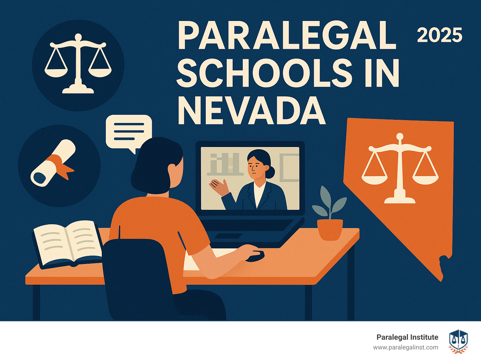 Student engaged in an online paralegal class on a laptop - paralegal schools in nevada