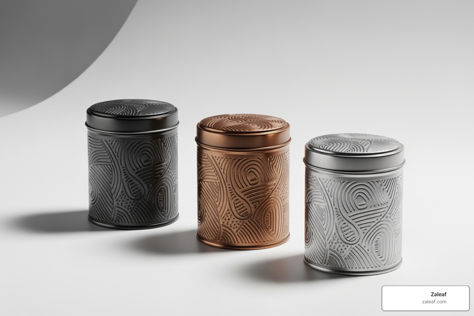 sleek embossed metal tins - cannabis edible packaging