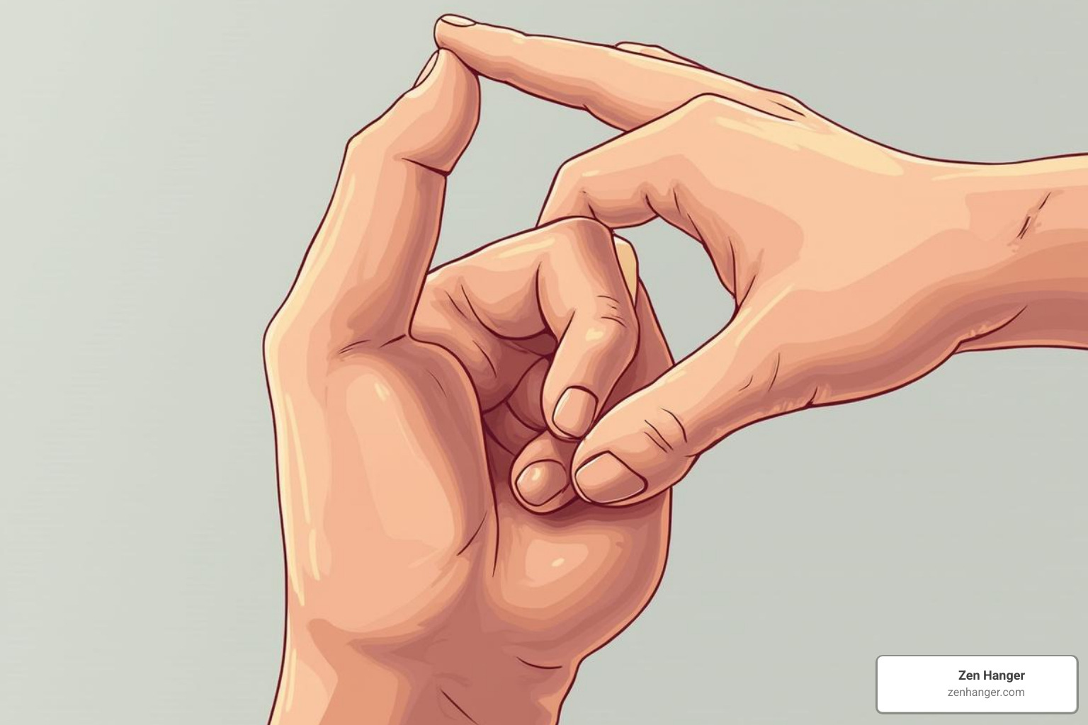 Illustration of the correct 'OK' grip at the base of the penis during a jelqing exercise - Jelqing for thickness