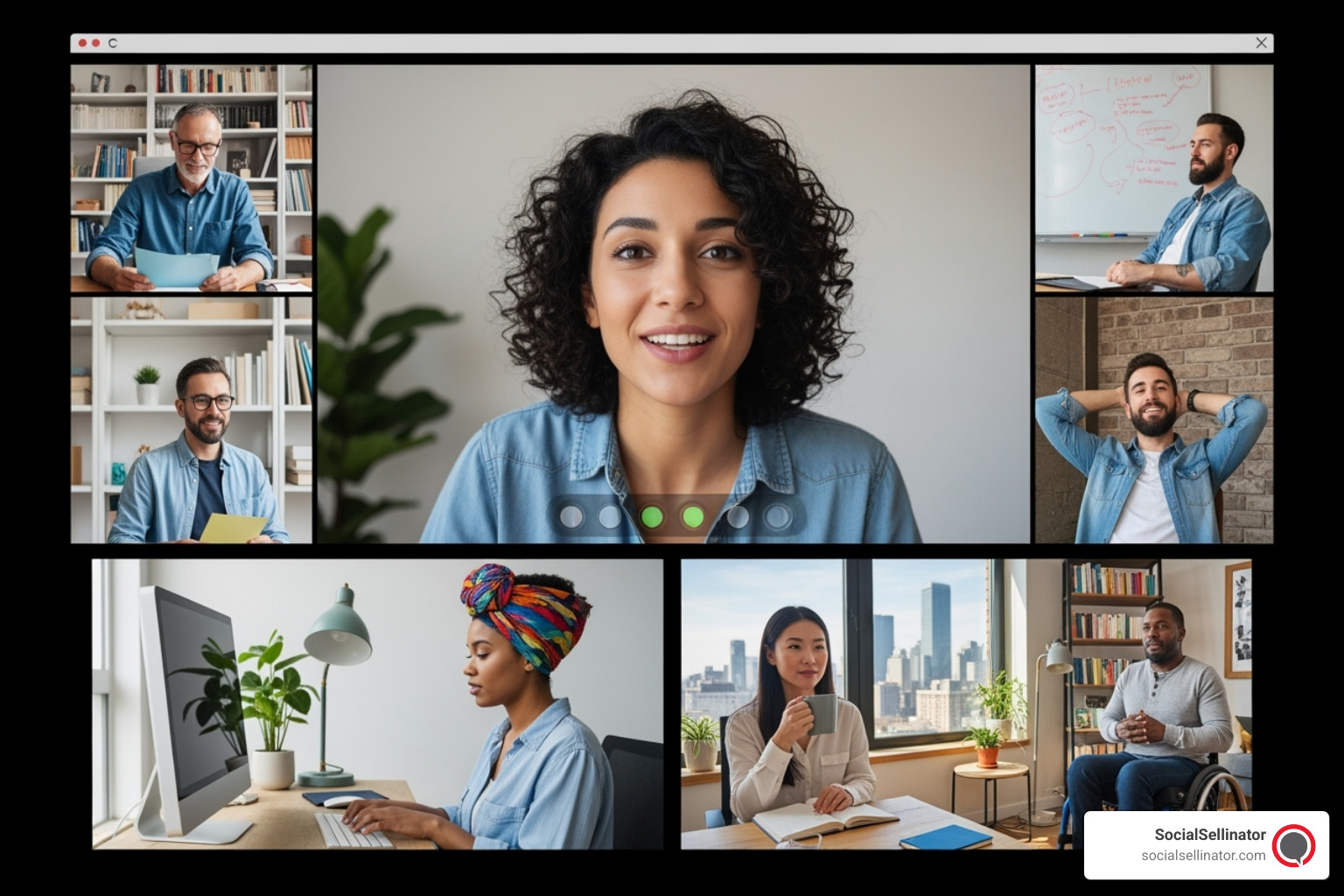 diverse team of writers collaborating remotely on a video call - content writing agency