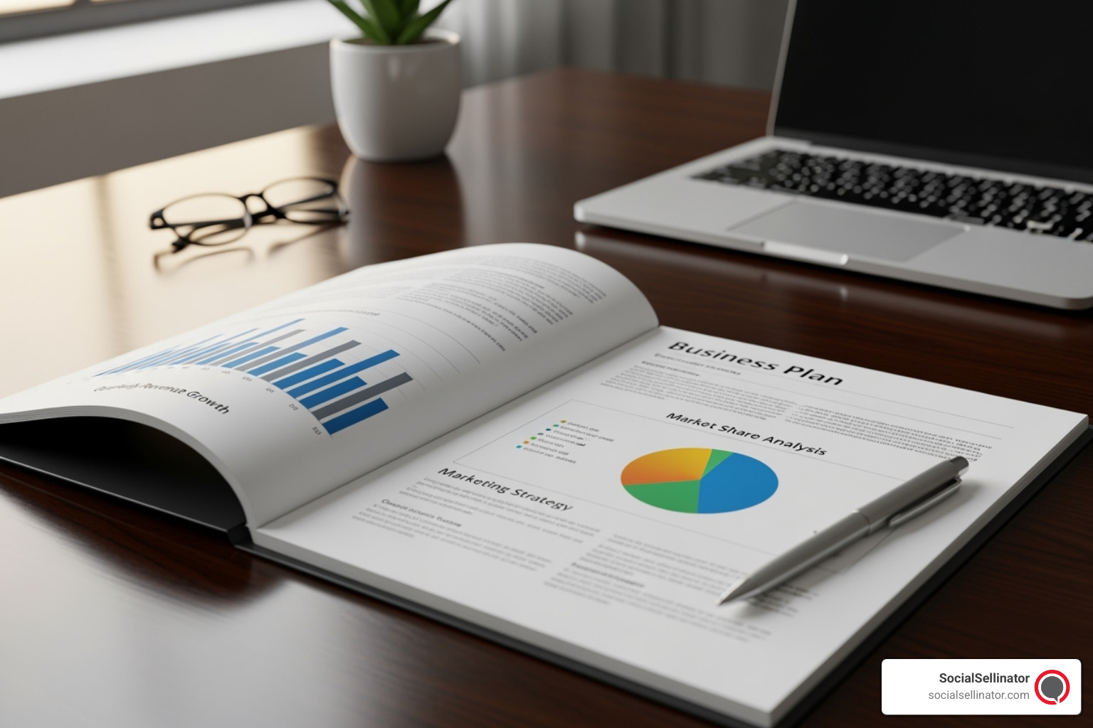business plan document with charts and graphs - content writing agency