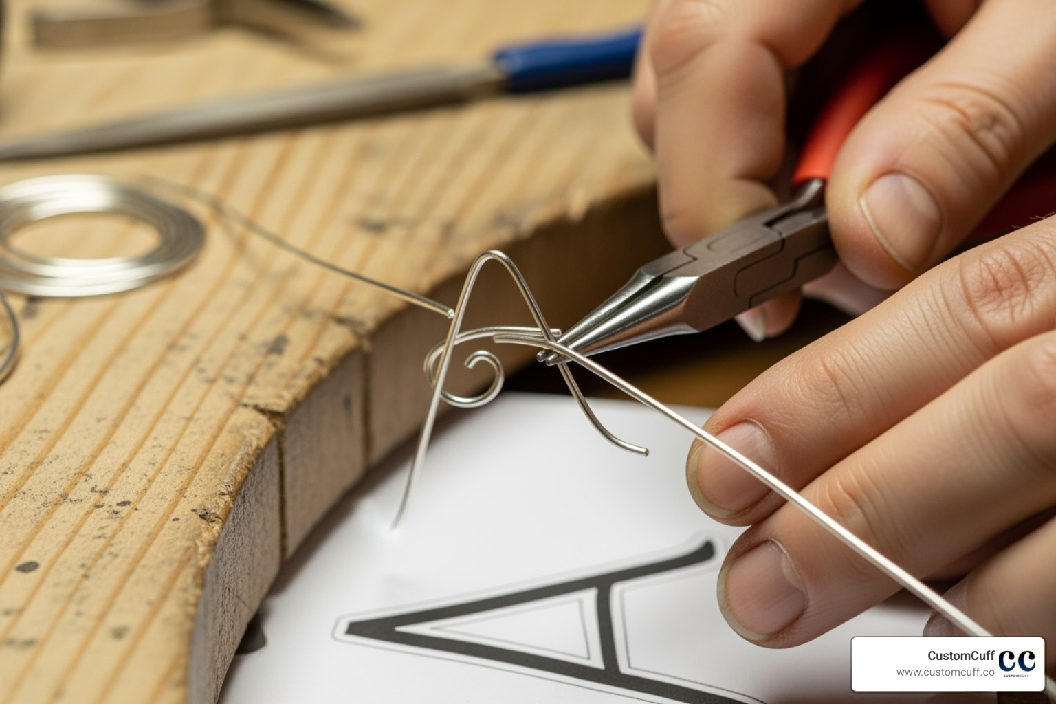 wire-bending process - how to make a handwriting necklace