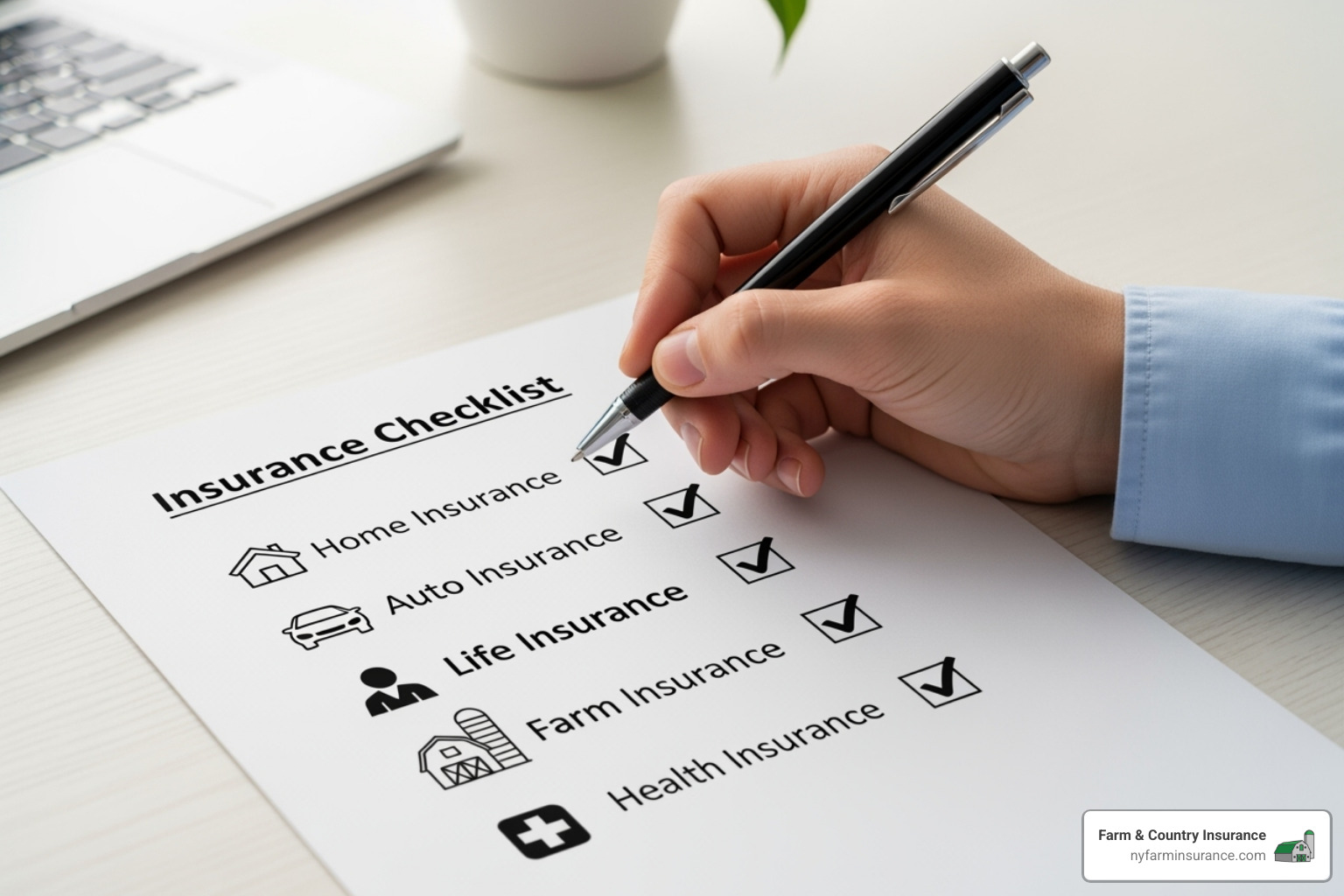 checklist showing different types of insurance policies - local insurance agents