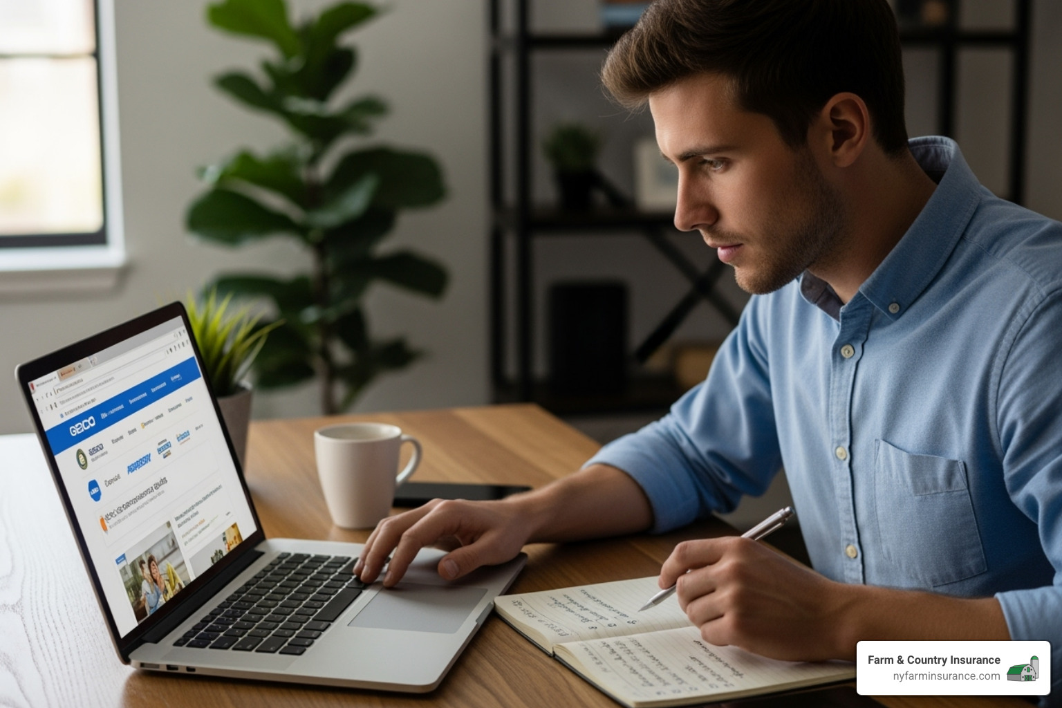 person researching insurance agents on a laptop - local insurance agents