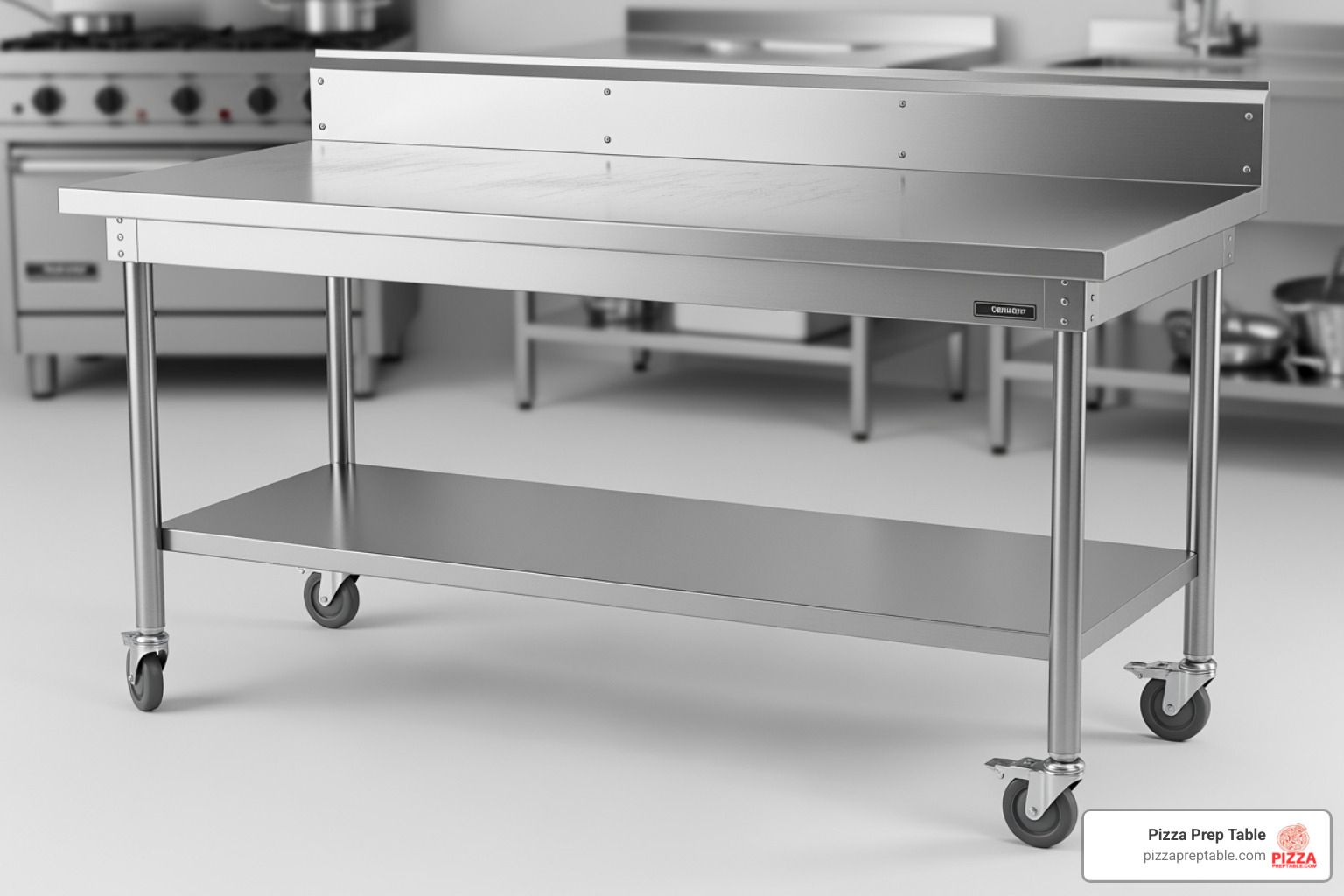 commercial prep table highlighting key features like the backsplash, undershelf, and locking casters - commercial kitchen prep table commercial prep table highlighting key features like the backsplash, undershelf, and locking casters - commercial kitchen prep table