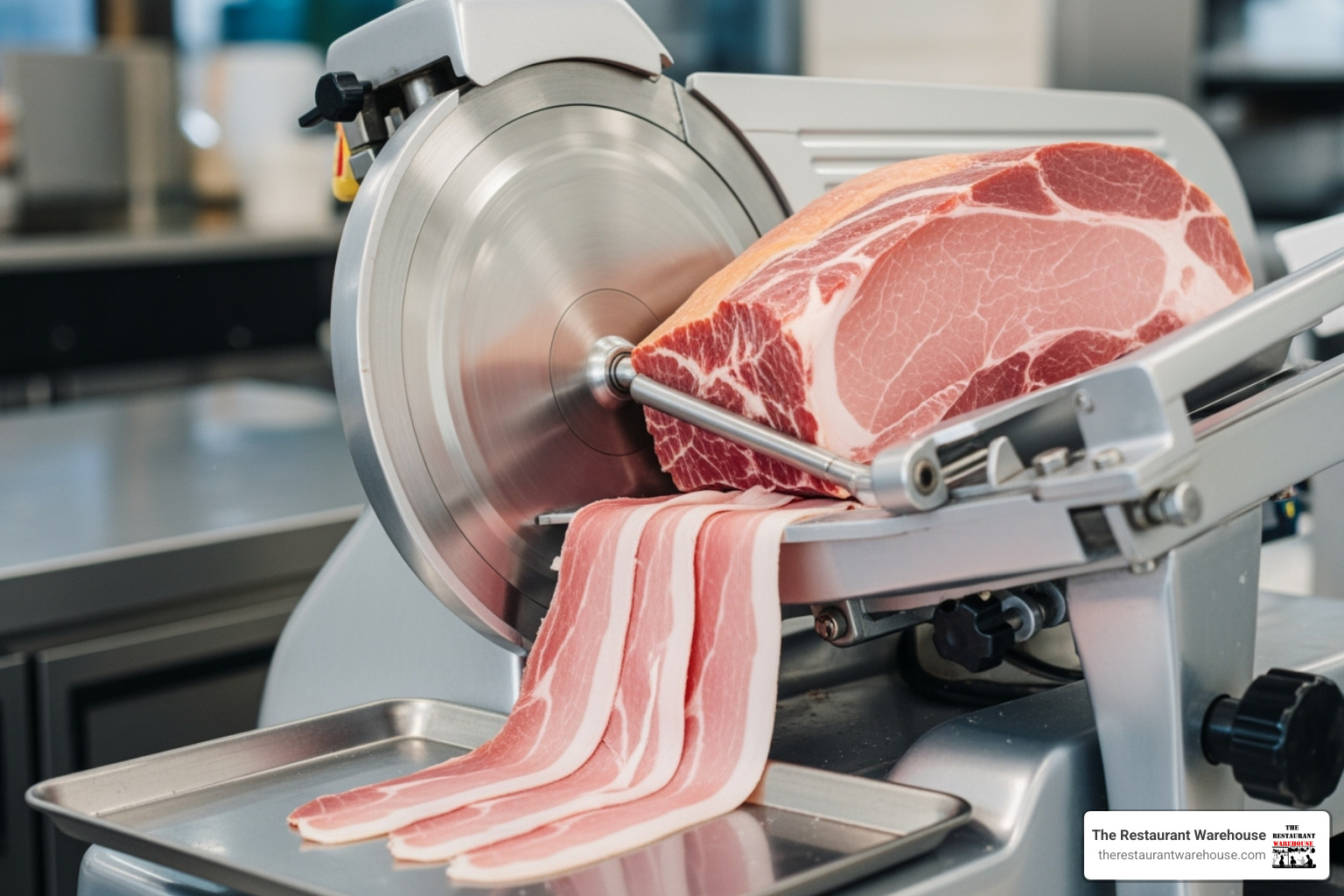 A commercial deli slicer cutting meat with precision - commercial food prep equipment