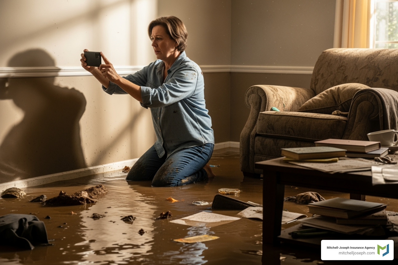 homeowner taking photos of flood damage for a claim - flood insurance rochester ny homeowner taking photos of flood damage for a claim - flood insurance rochester ny