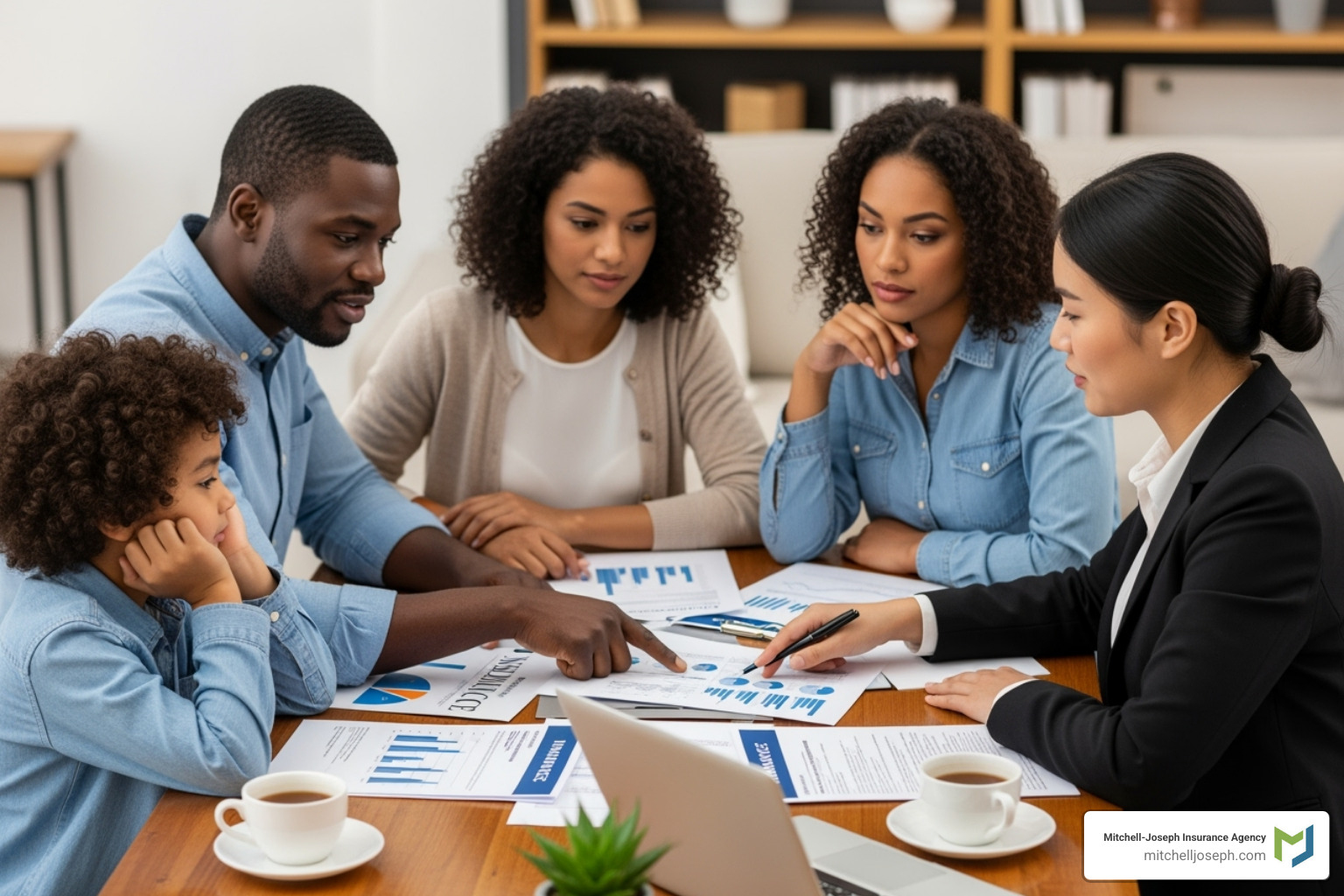 family reviewing an insurance policy with an agent - flood insurance rochester ny family reviewing an insurance policy with an agent - flood insurance rochester ny