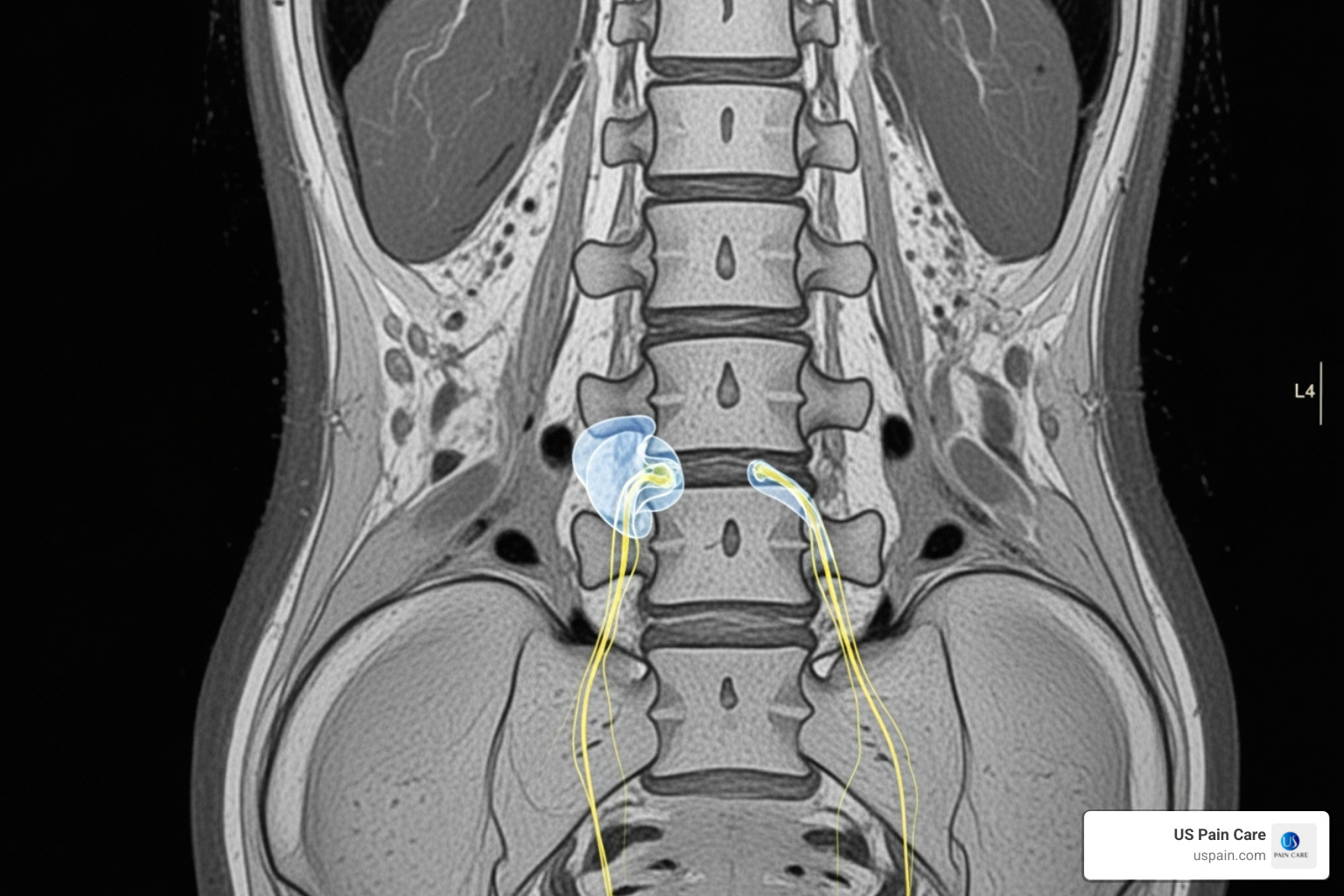 MRI scan showing herniated disc - lumbar spine disc herniation treatment