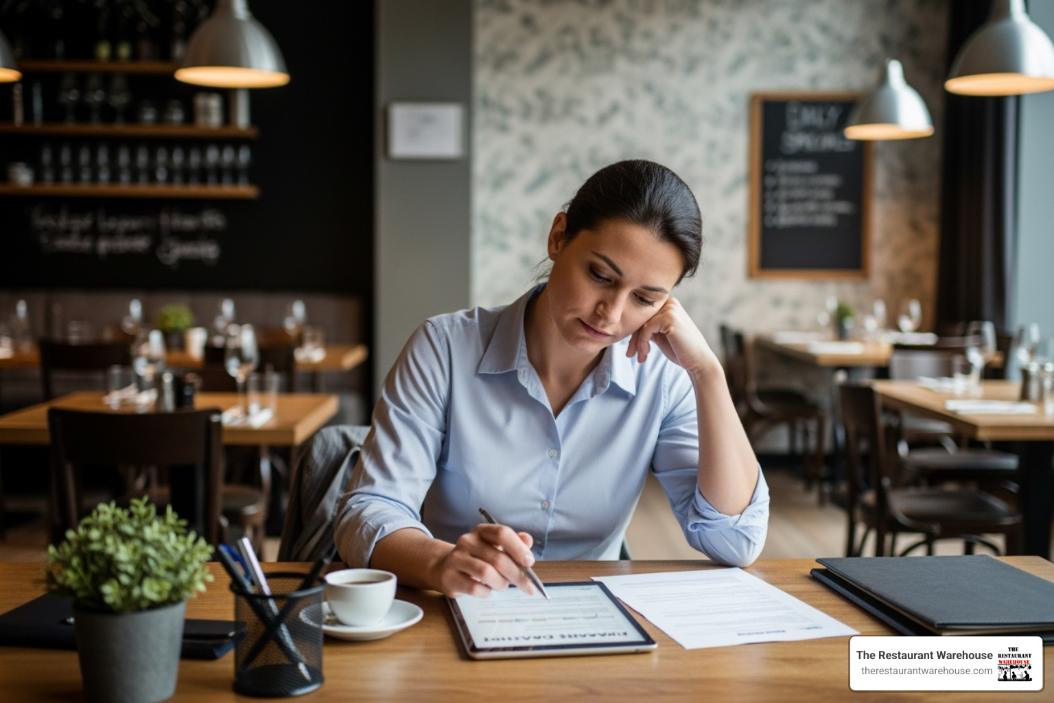 restaurant owner reviewing financing application - restaurant equipment financing company