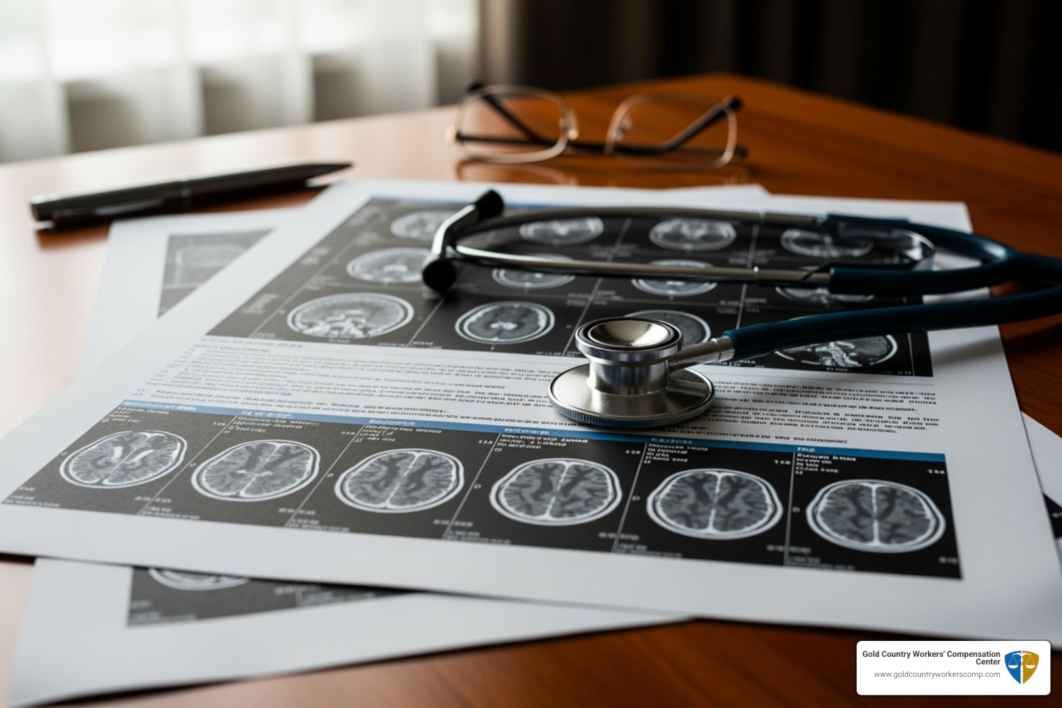 A detailed medical report with a stethoscope lying on top - disability lawyers sacramento