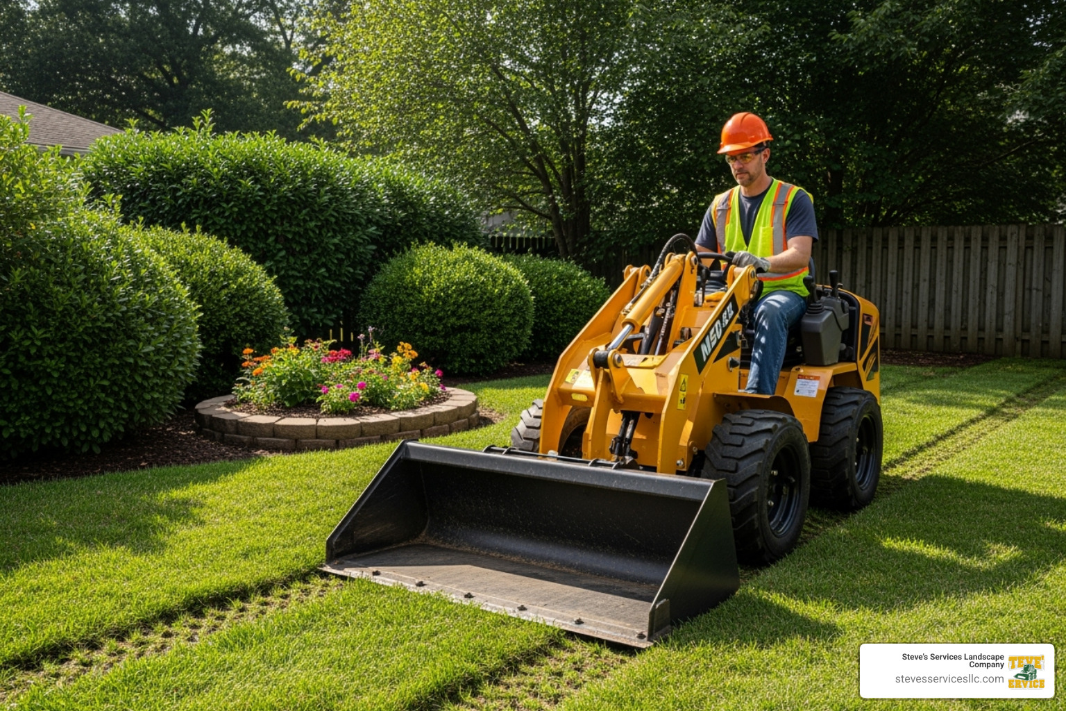 professional operator safely maneuvering mini bobcat - Mini bobcat services