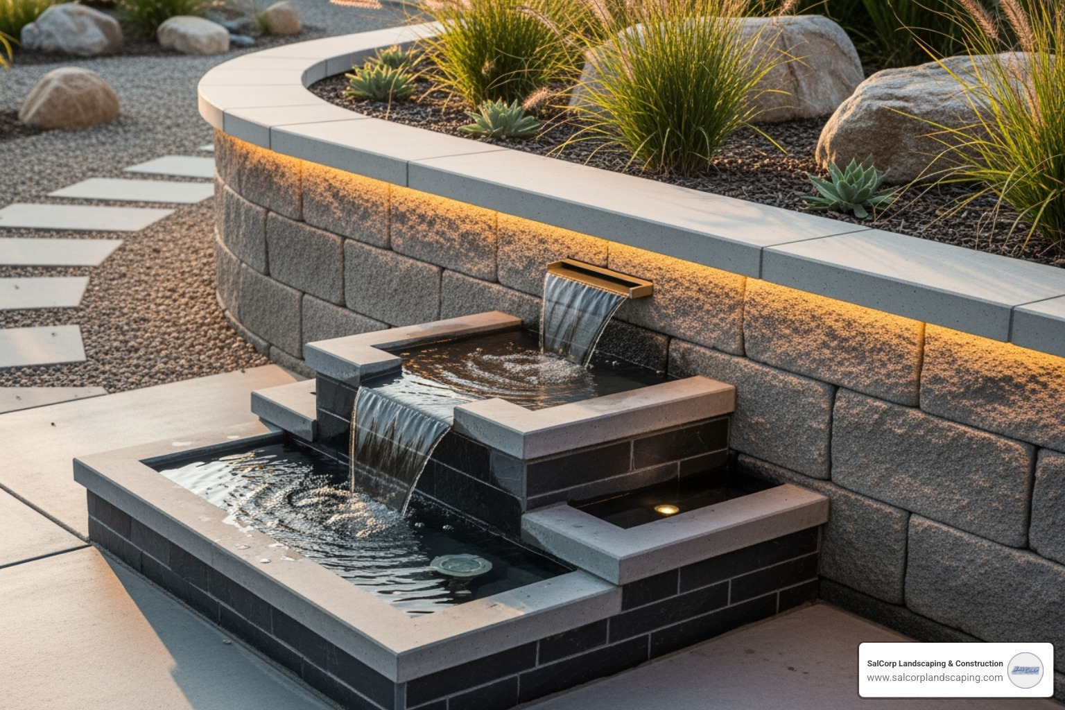 beautifully finished concrete block retaining wall with water feature - retaining wall concrete blocks beautifully finished concrete block retaining wall with water feature - retaining wall concrete blocks