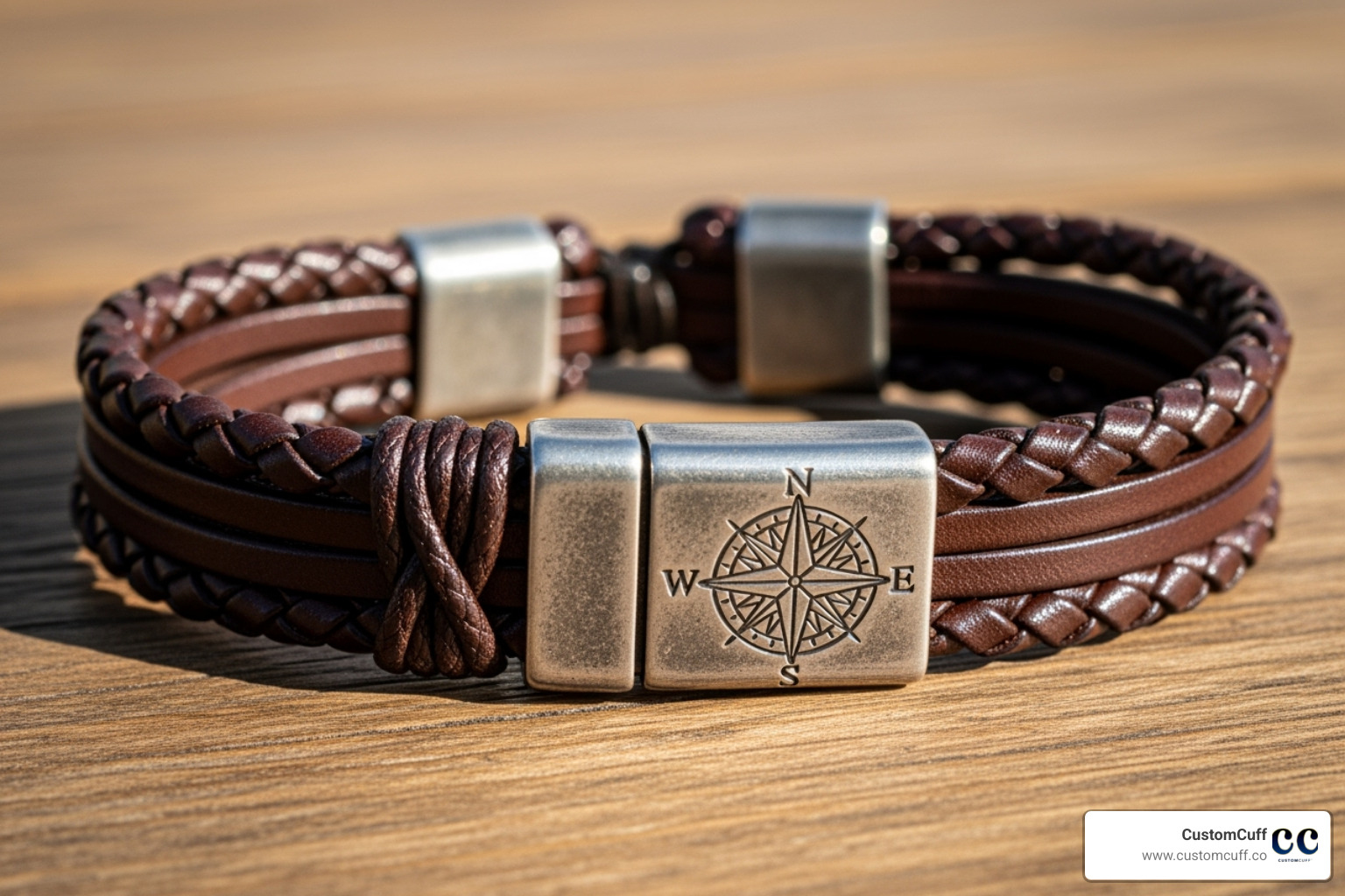 braided leather bracelet with a small, engraved metal clasp - engraved mens bracelets braided leather bracelet with a small, engraved metal clasp - engraved mens bracelets