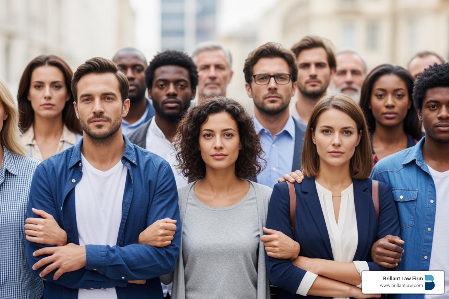 A diverse group of people standing together, symbolizing a class action - lawyers for lawsuit