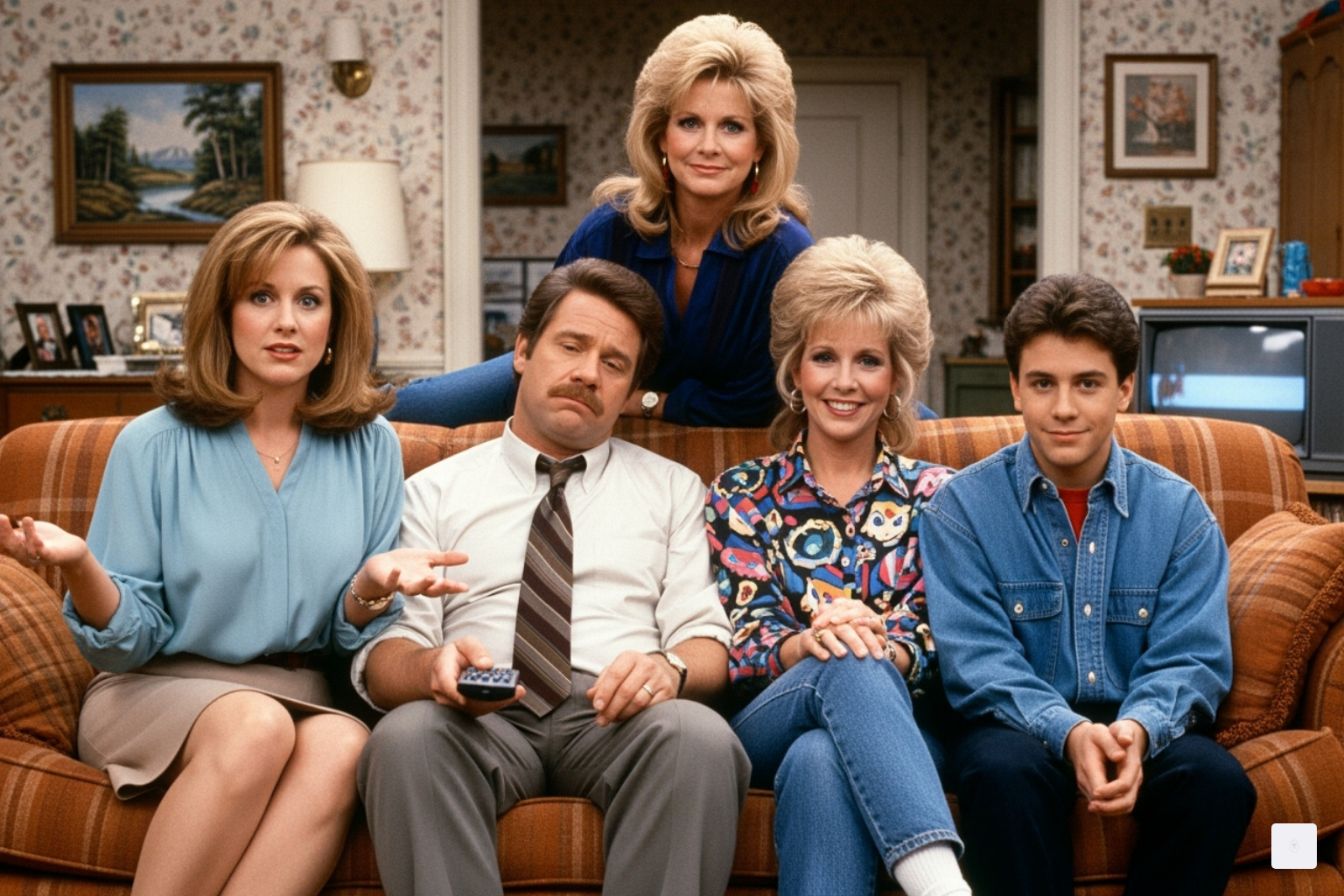 Amanda Bearse as Marcy D'Arcy with the Bundy family - Amanda Bearse
