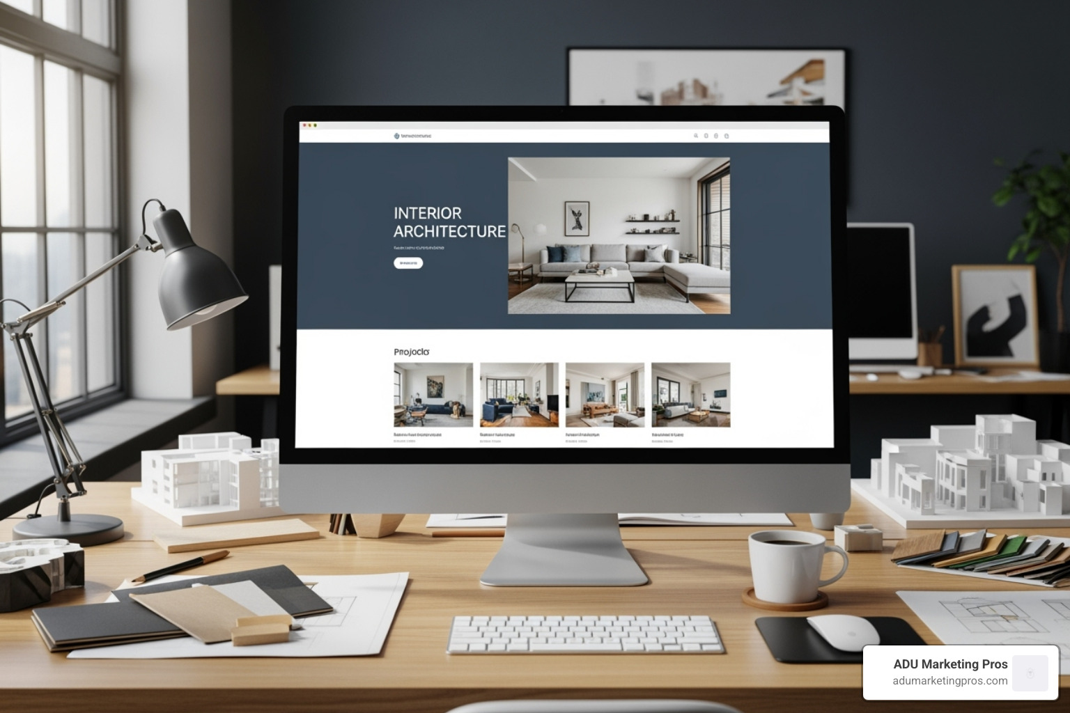 Side-by-side screenshots of two interior architect websites&mdash;one minimalist, one maximalist&mdash;demonstrating how web aesthetics reflect a firm's brand identity - interior architect web design