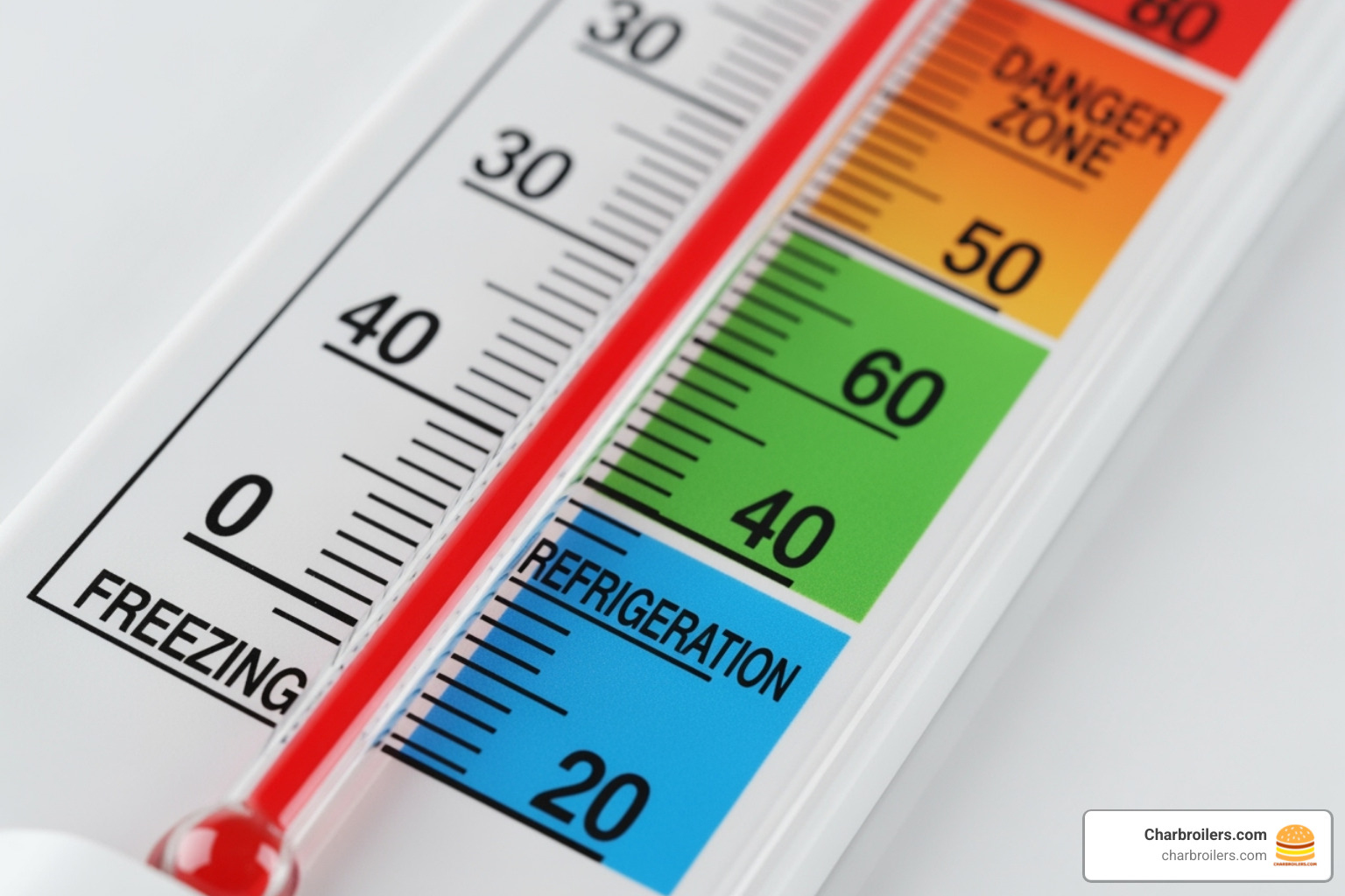 thermometer showing distinct temperature ranges - are commercial refrigerators also freezers