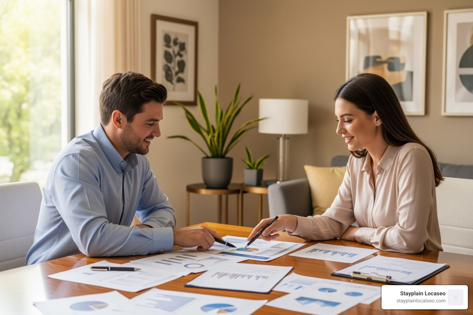 two people discussing financial documents amicably - minimum credit score to refinance student loans