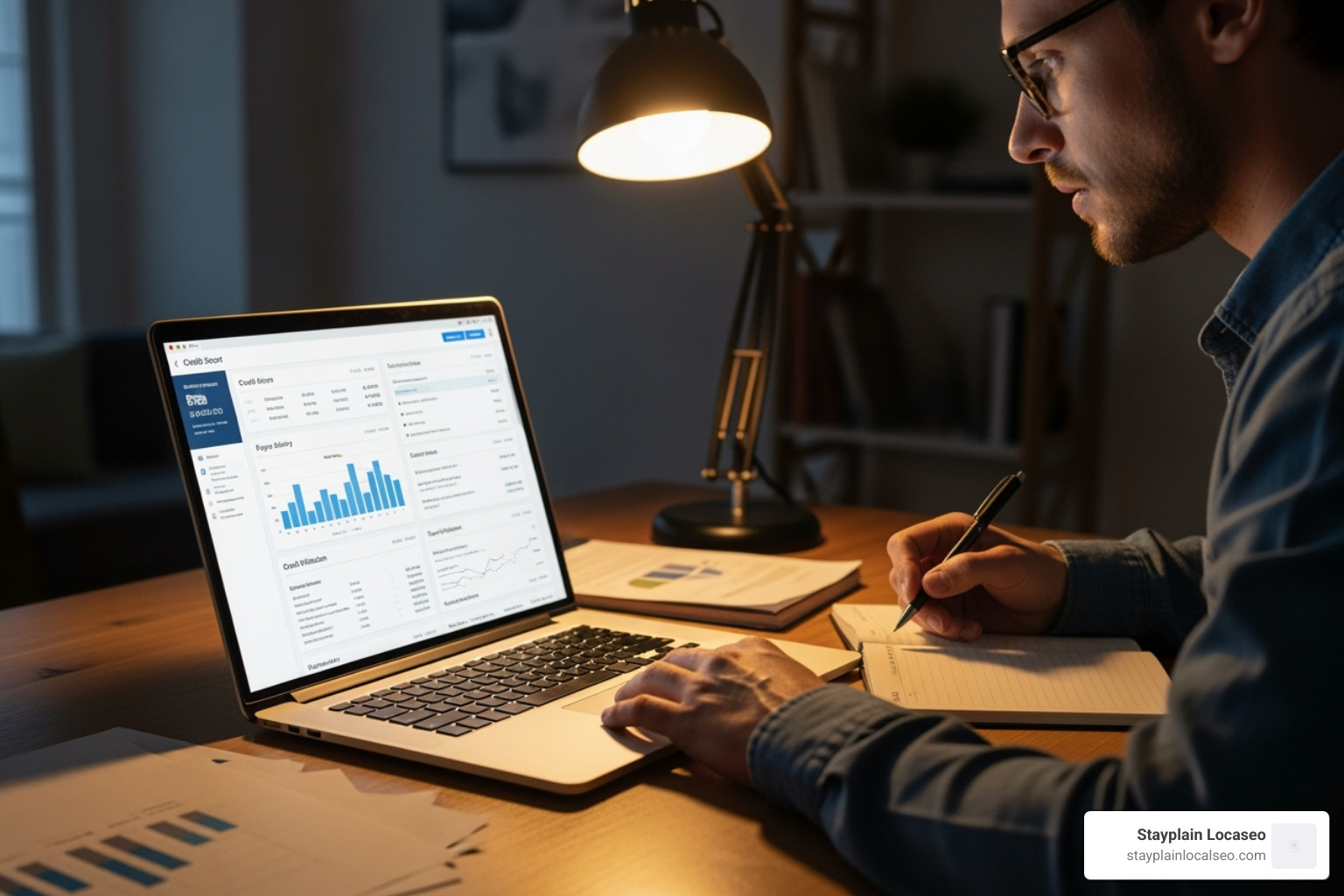 A person reviewing their credit report on a laptop - how to refinance student loans step by step