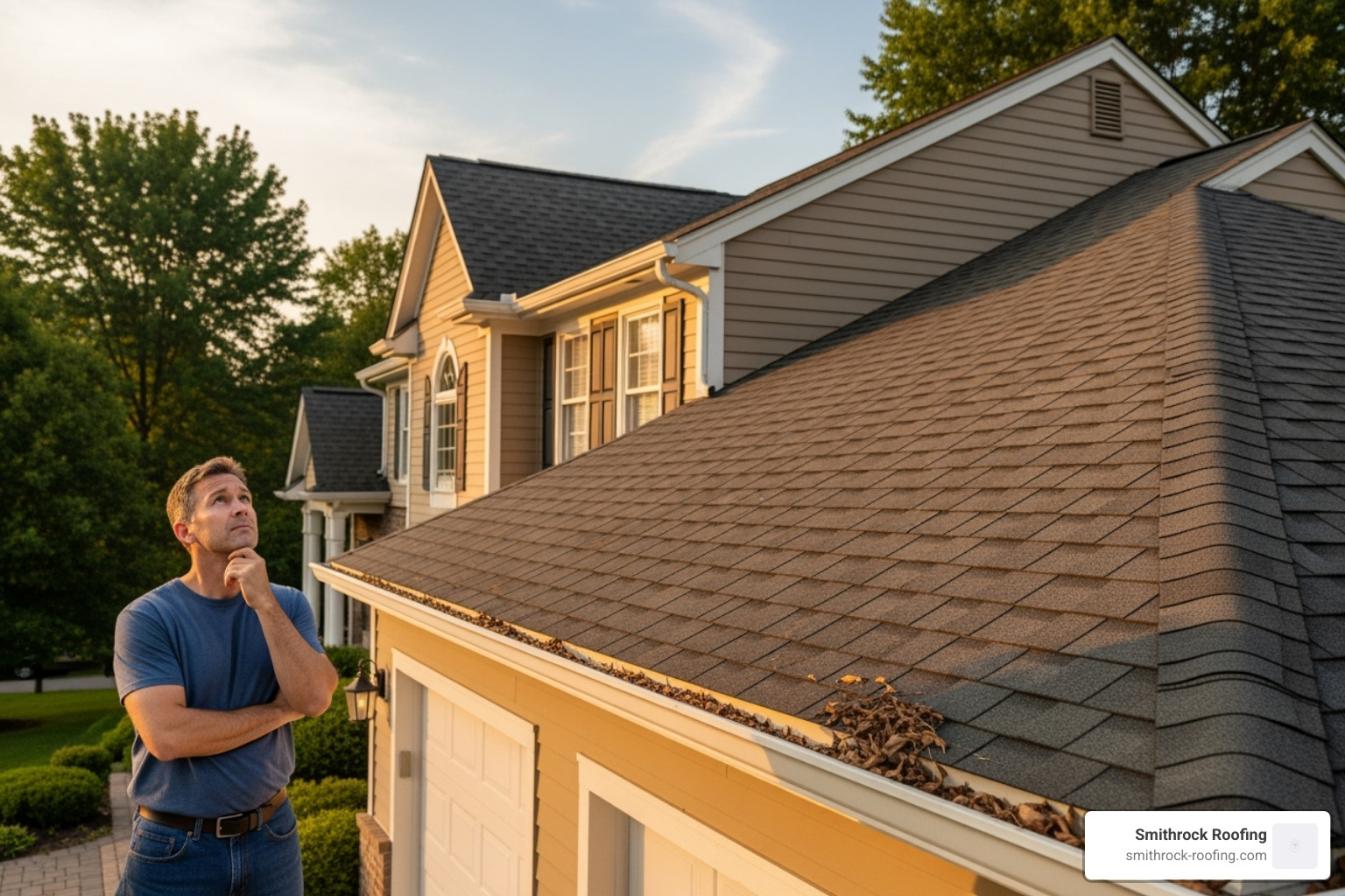 homeowner contemplating roof repair vs replacement - roof repair cost