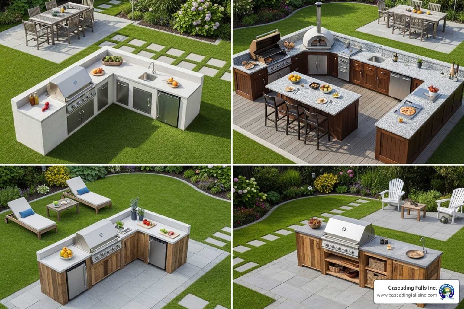 outdoor kitchen layouts - custom build outdoor kitchen