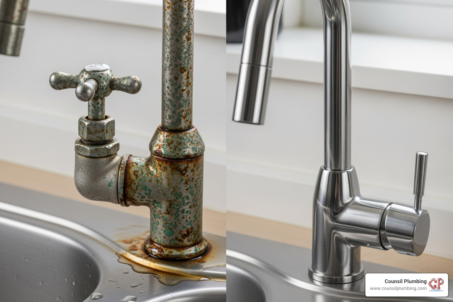 corroded old faucet with a shiny new one - leaky faucet repair corroded old faucet with a shiny new one - leaky faucet repair