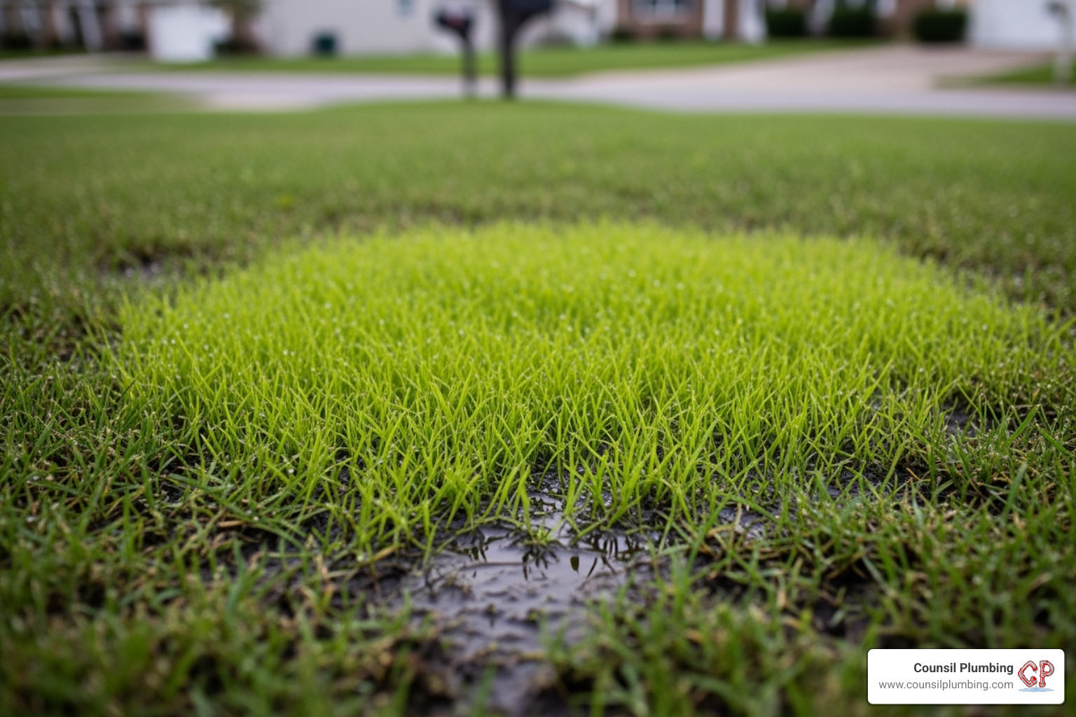 soggy, unusually green patch of grass in a yard - sewer line repair Los Gatos soggy, unusually green patch of grass in a yard - sewer line repair Los Gatos