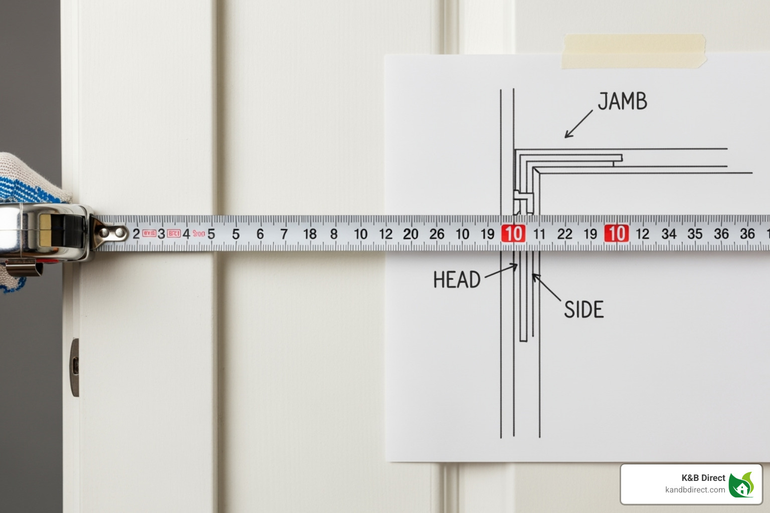 A tape measure showing the standard door width and a diagram of door terminology - Interior doors manual keywords A tape measure showing the standard door width and a diagram of door terminology - Interior doors manual keywords