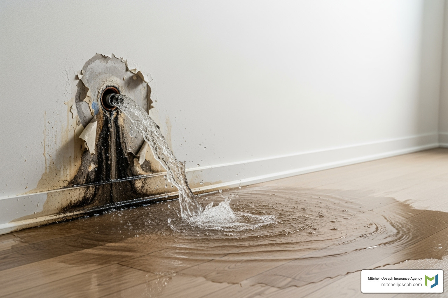 Illustrating a covered event like a burst pipe inside a unit - renters insurance for condos Illustrating a covered event like a burst pipe inside a unit - renters insurance for condos