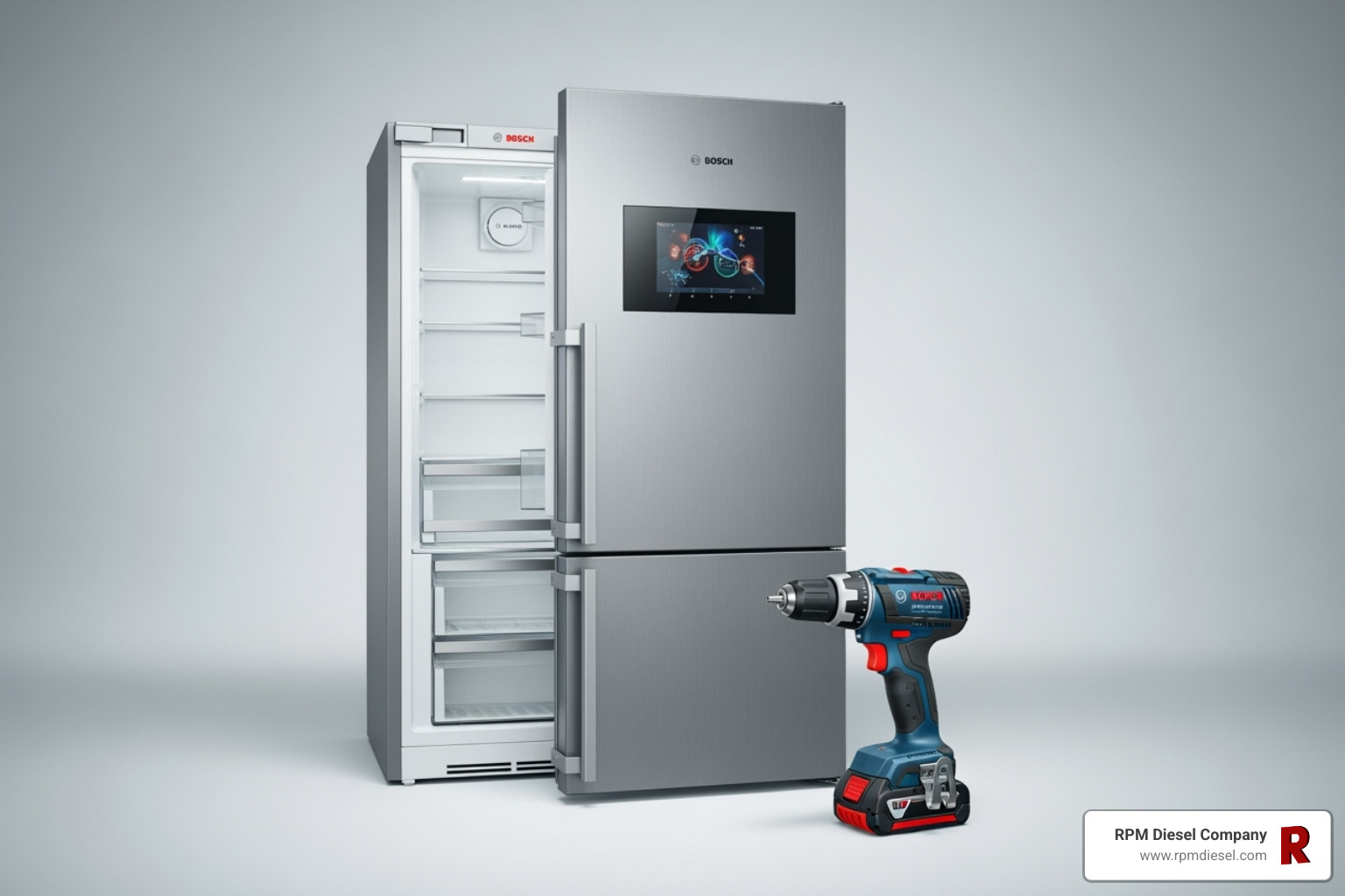 Image of a modern Bosch kitchen appliance next to a Bosch power tool - bosch warranty service