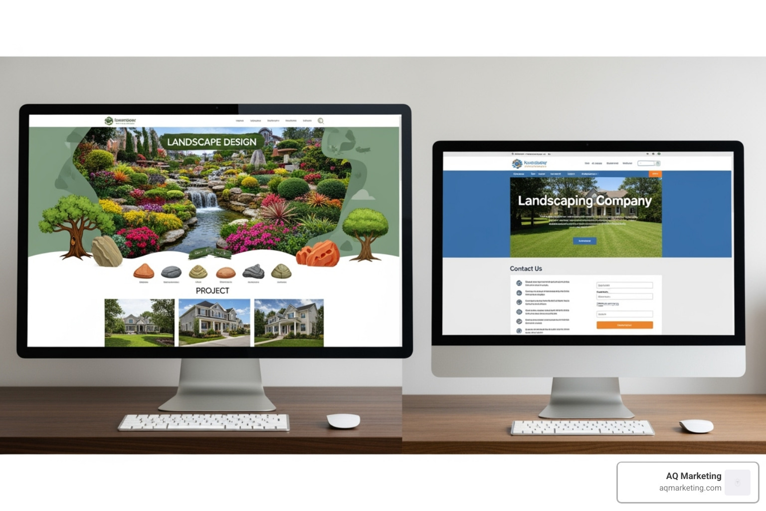 comparison of a unique custom website design next to a generic template - landscaping web design agency comparison of a unique custom website design next to a generic template - landscaping web design agency