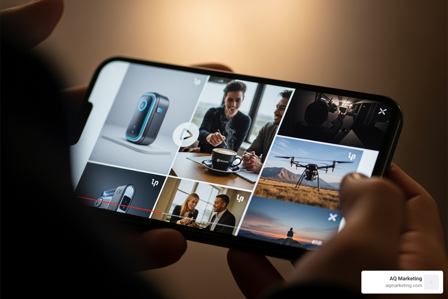 a compelling brand video on a phone screen - improve Facebook engagement a compelling brand video on a phone screen - improve Facebook engagement