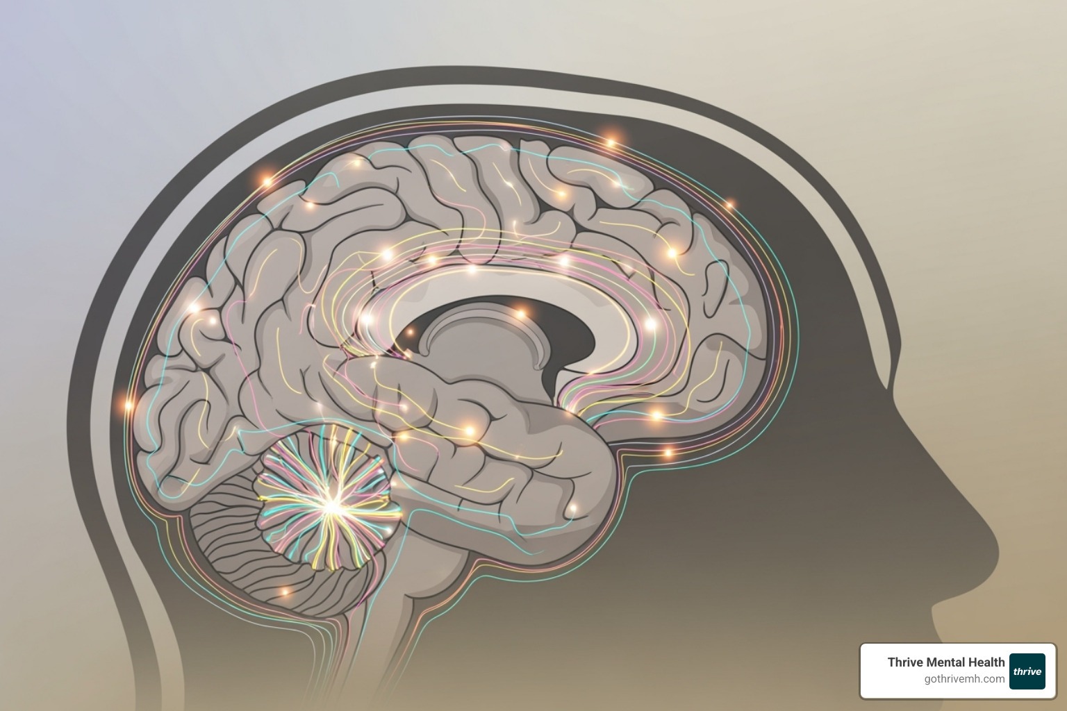 A stylized image of brain scan showing active and calm regions or neurological pathways - bilateral stimulation