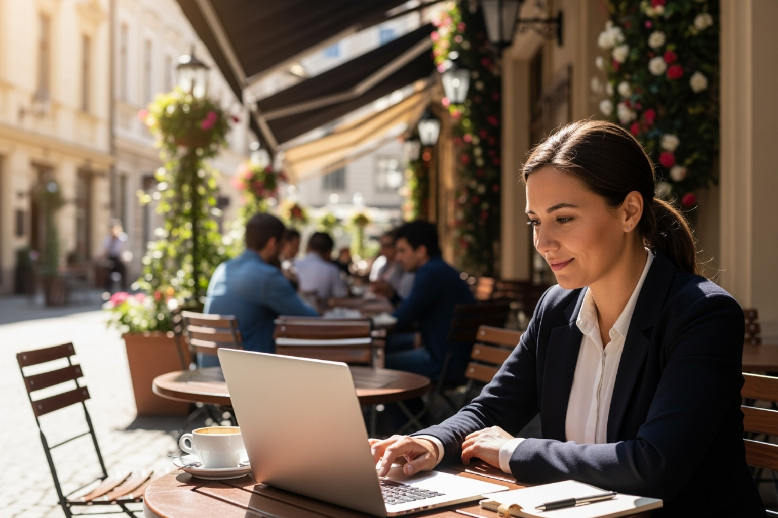 therapist working laptop outdoor cafe - digital mental health jobs therapist working laptop outdoor cafe - digital mental health jobs