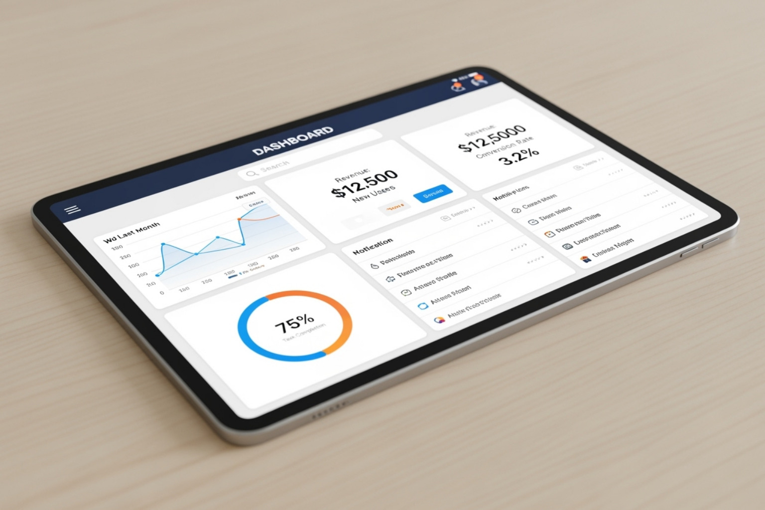 Clean, organized digital dashboard on a tablet - bill in therapy