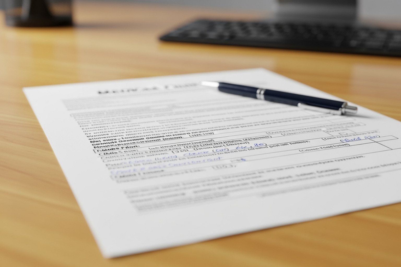 clean, completed CMS-1500 form - billing for therapists