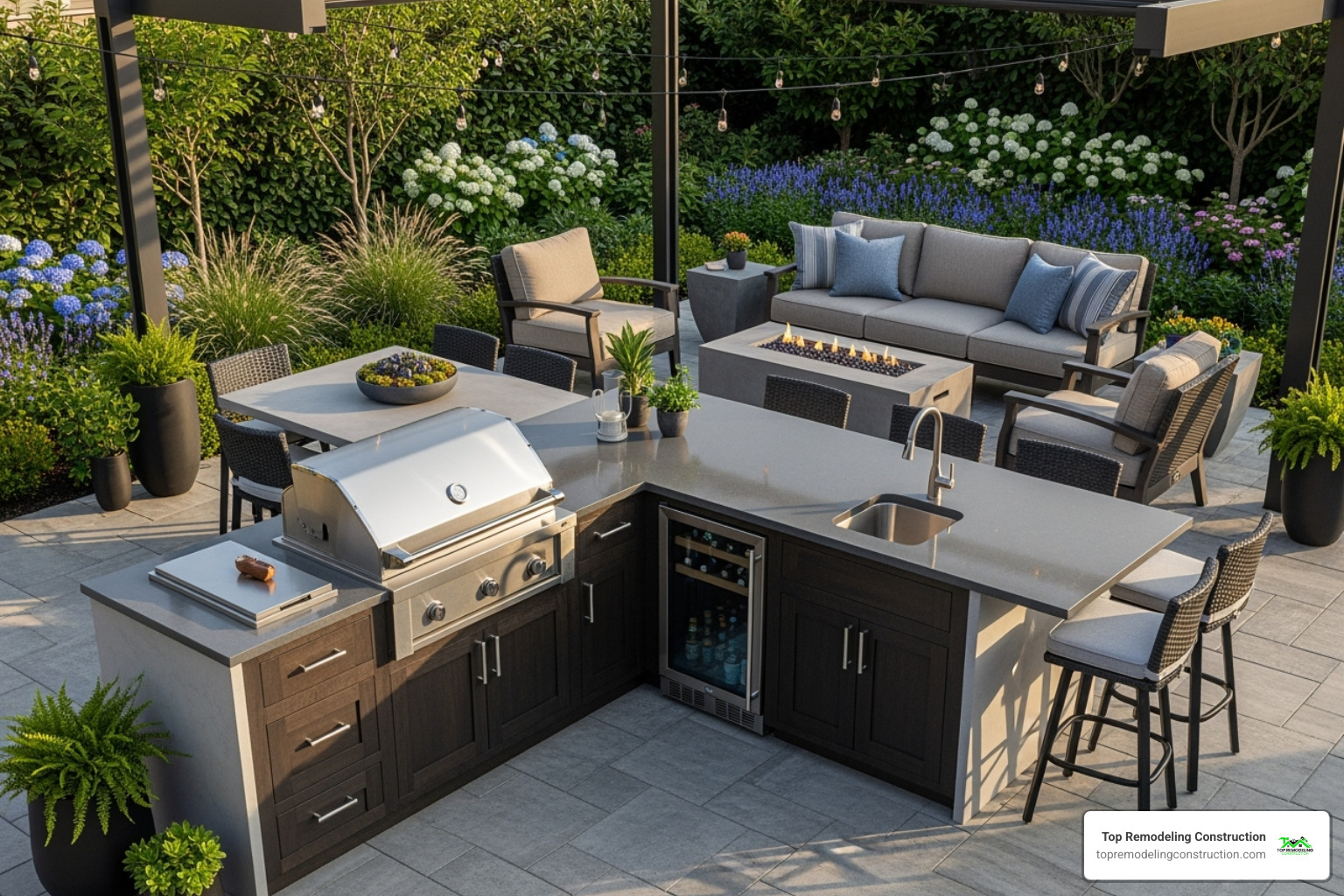 stylish backyard patio with an outdoor kitchen setup - best home upgrades stylish backyard patio with an outdoor kitchen setup - best home upgrades