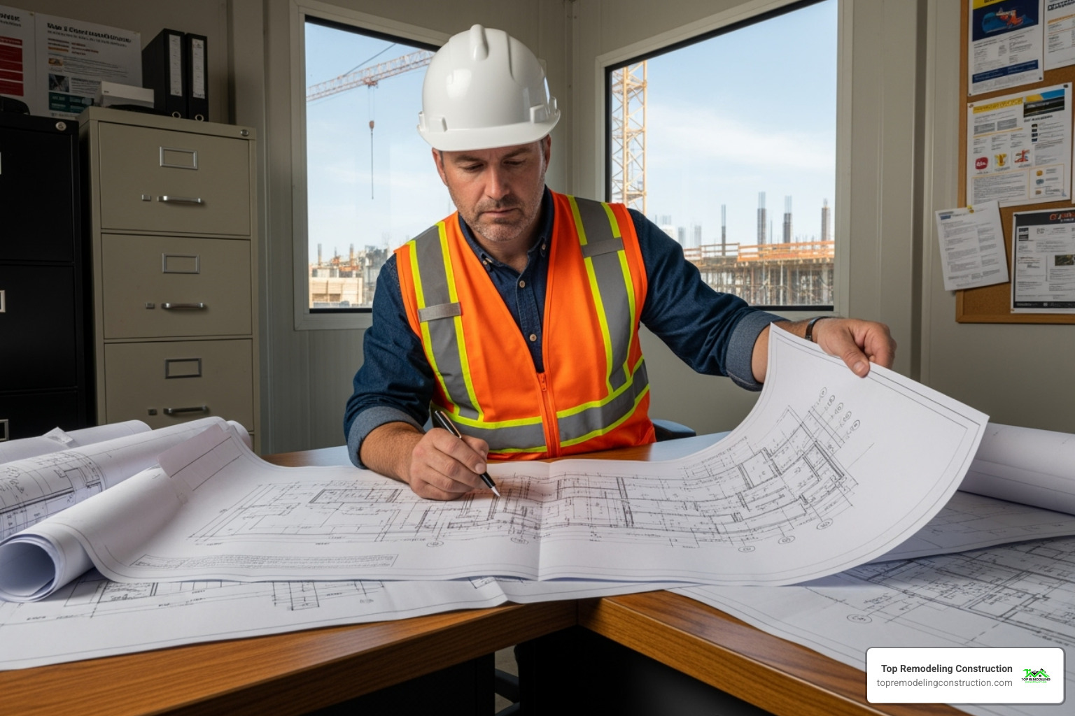 construction manager reviewing blueprints - commercial construction jobs construction manager reviewing blueprints - commercial construction jobs
