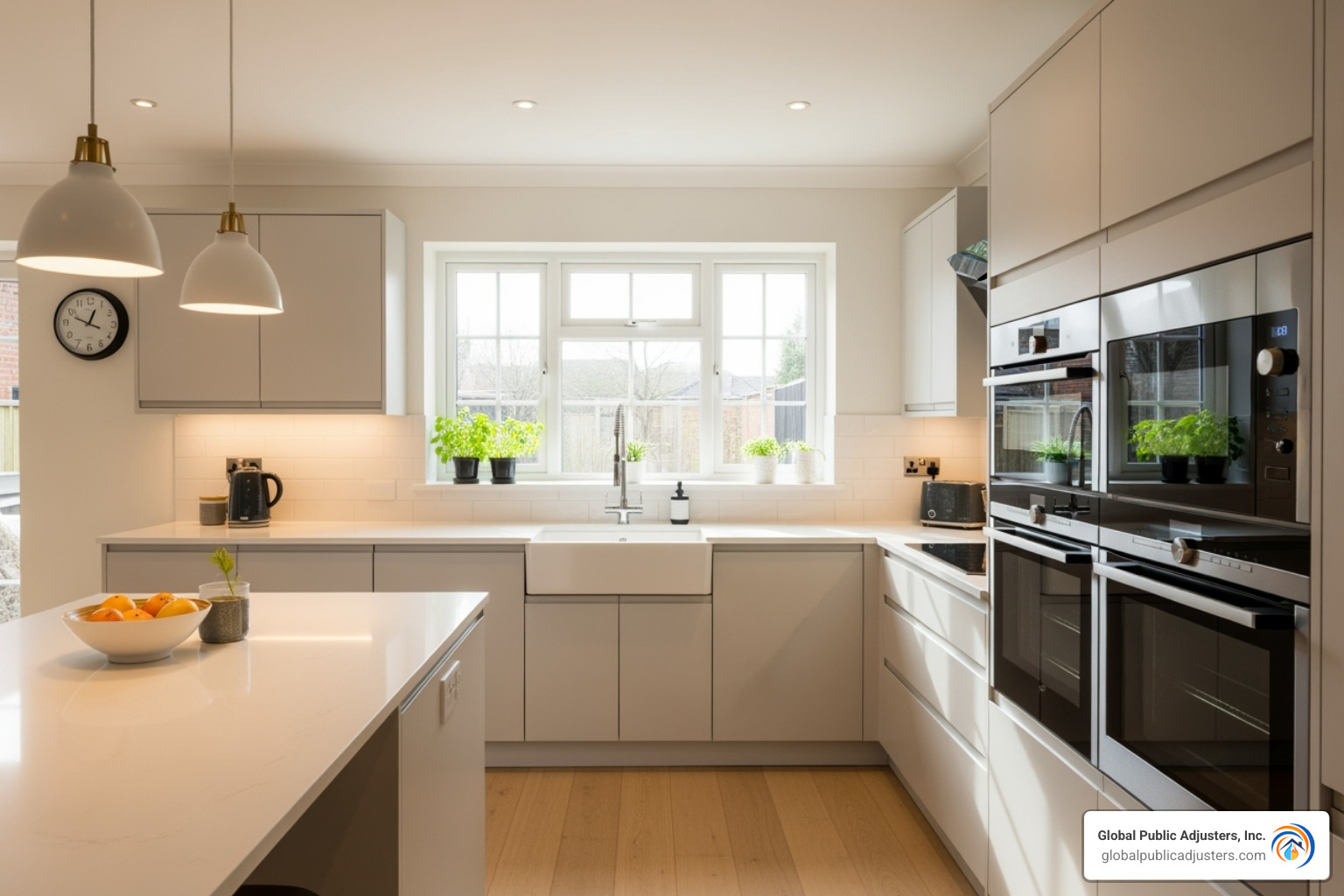 restored kitchen after water damage - water damage contractor