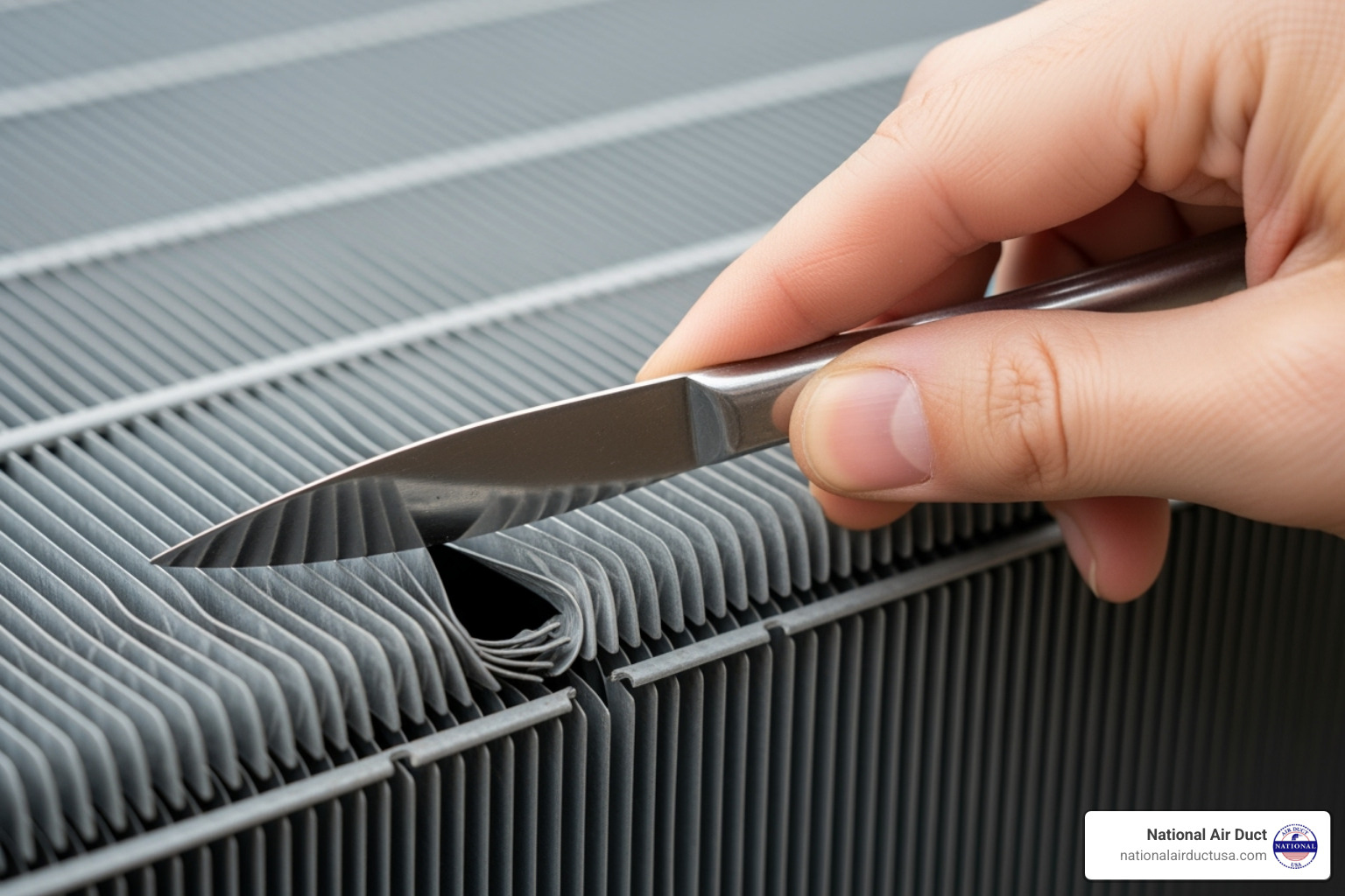 A butter knife will work as a fin-straightening tool - how to clean a central ac unit