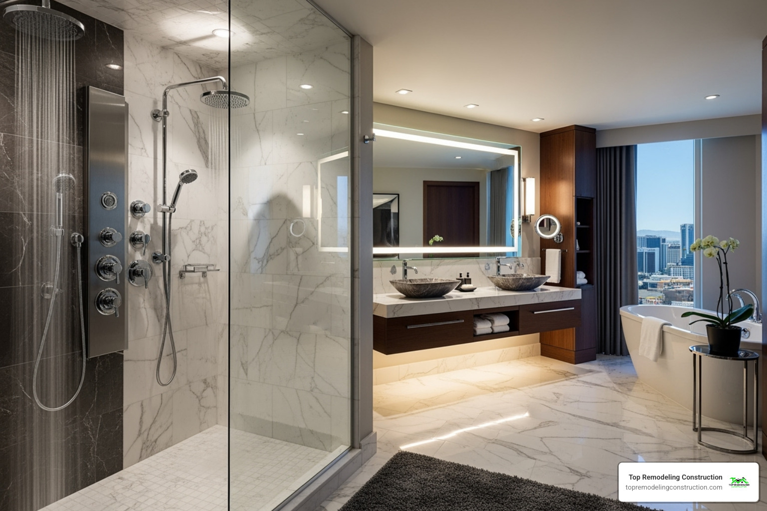 luxurious Las Vegas bathroom with a walk-in shower - renovation companies las vegas luxurious Las Vegas bathroom with a walk-in shower - renovation companies las vegas