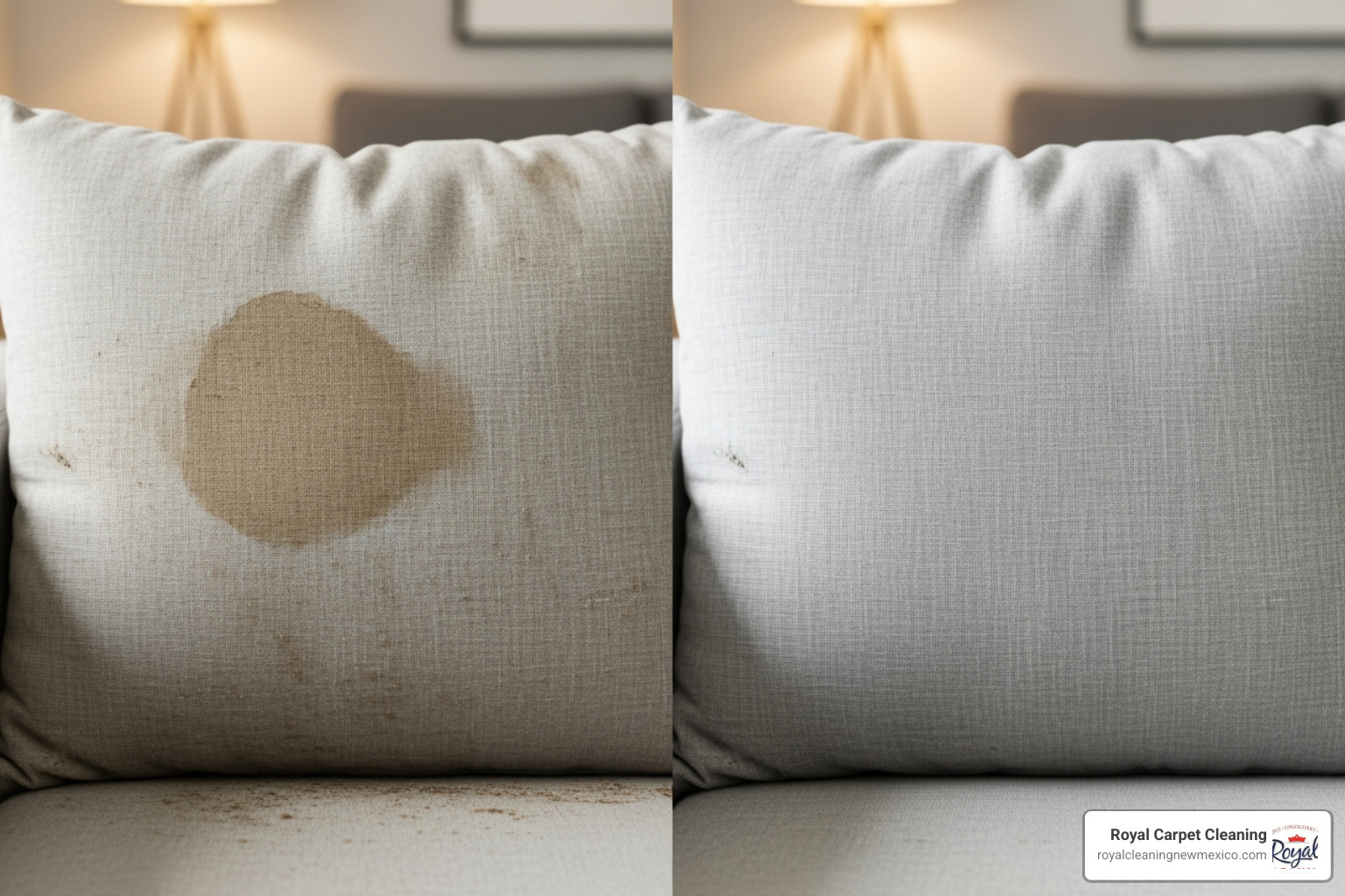 before-and-after shot of a cleaned sofa cushion - deep clean sofa service
